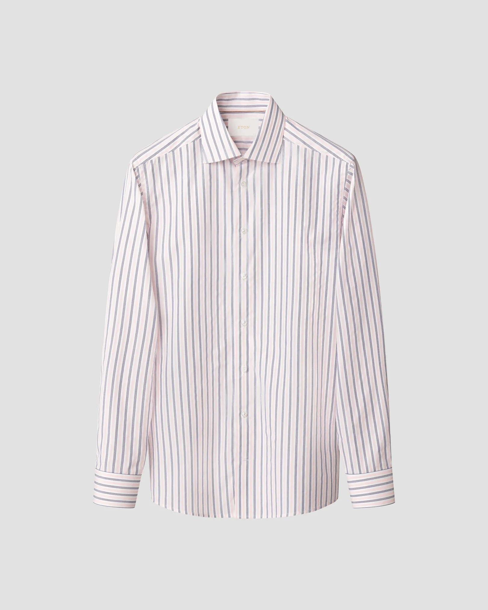 Eton - pink multi striped elevated pique shirt