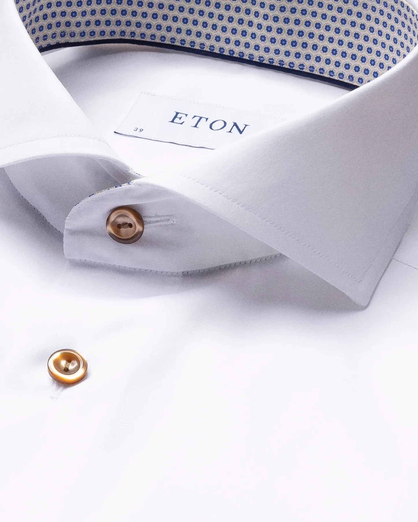 Eton - white poplin shirt glass print details