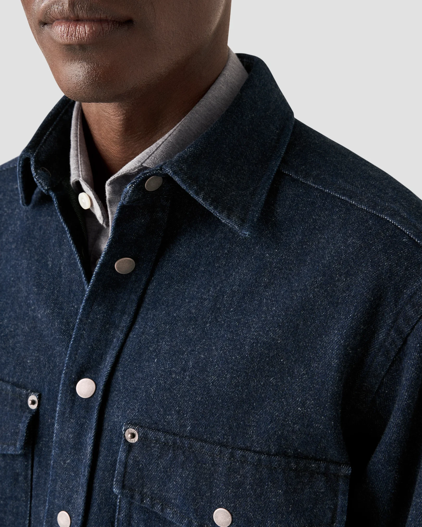 Eton - navy blue indigo turndown collar overshirt