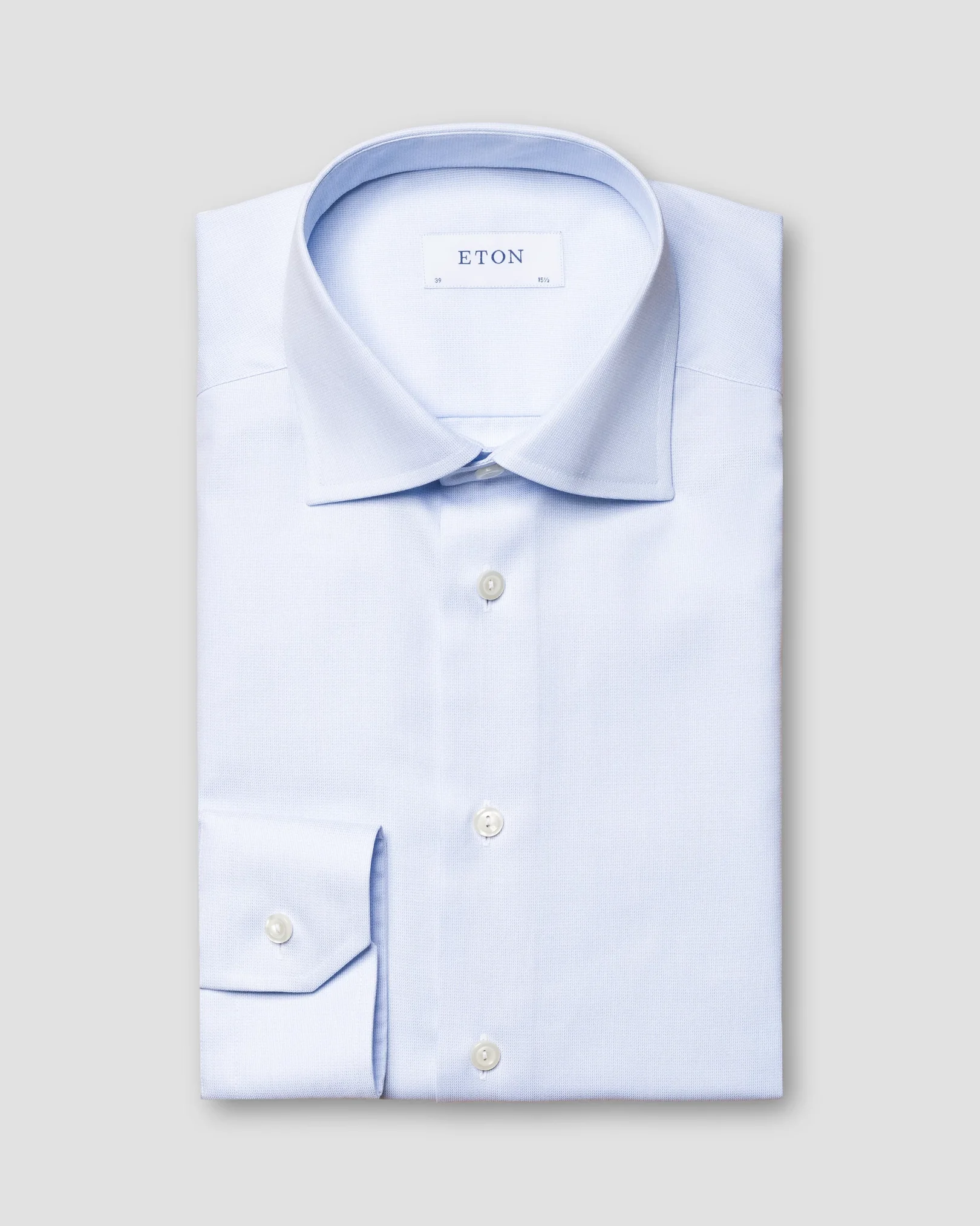 Eton - light blue signature twill semi solid