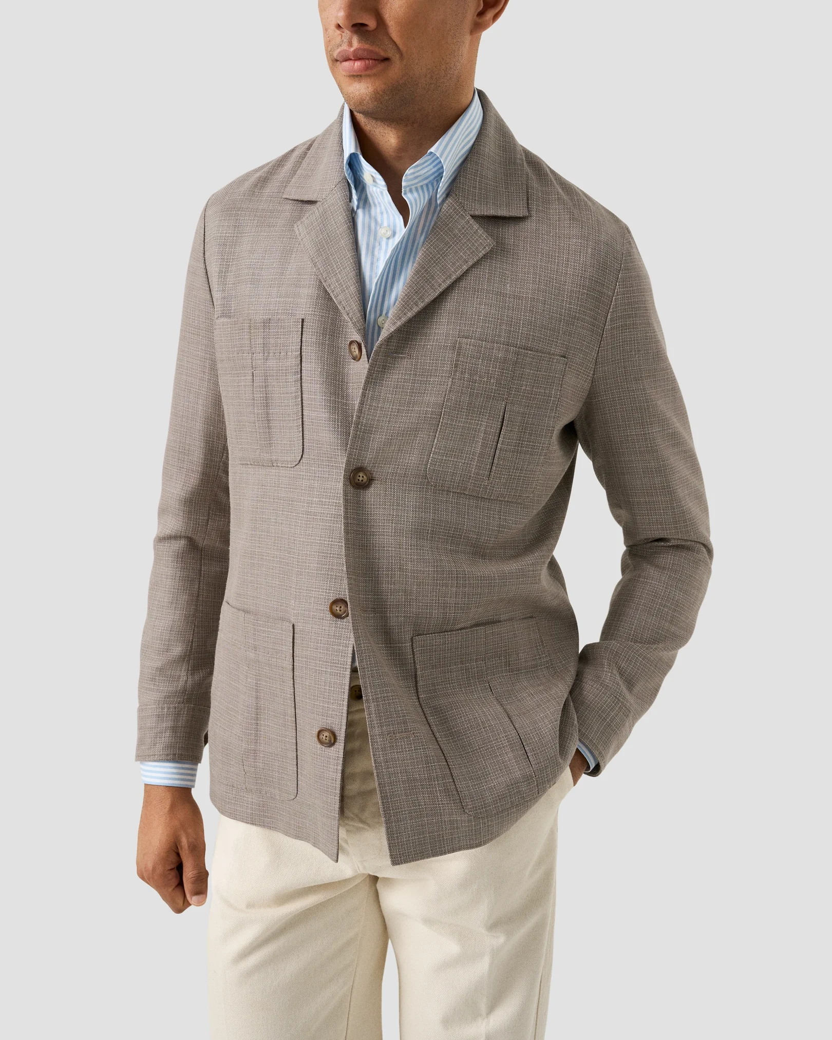 Eton - light blue stripe signature oxford shirt