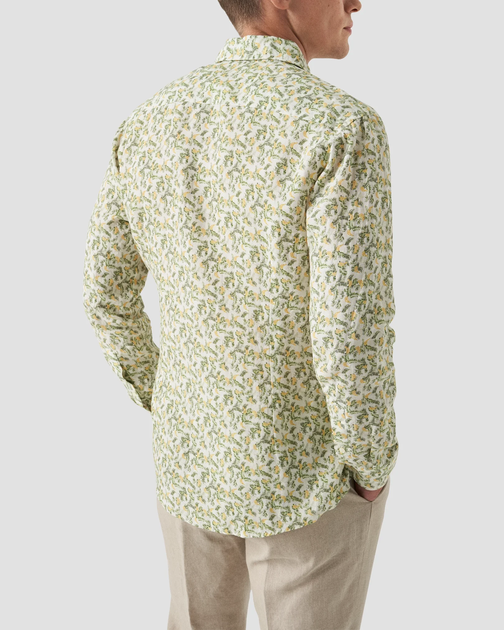 Eton - banana printed linen shirt