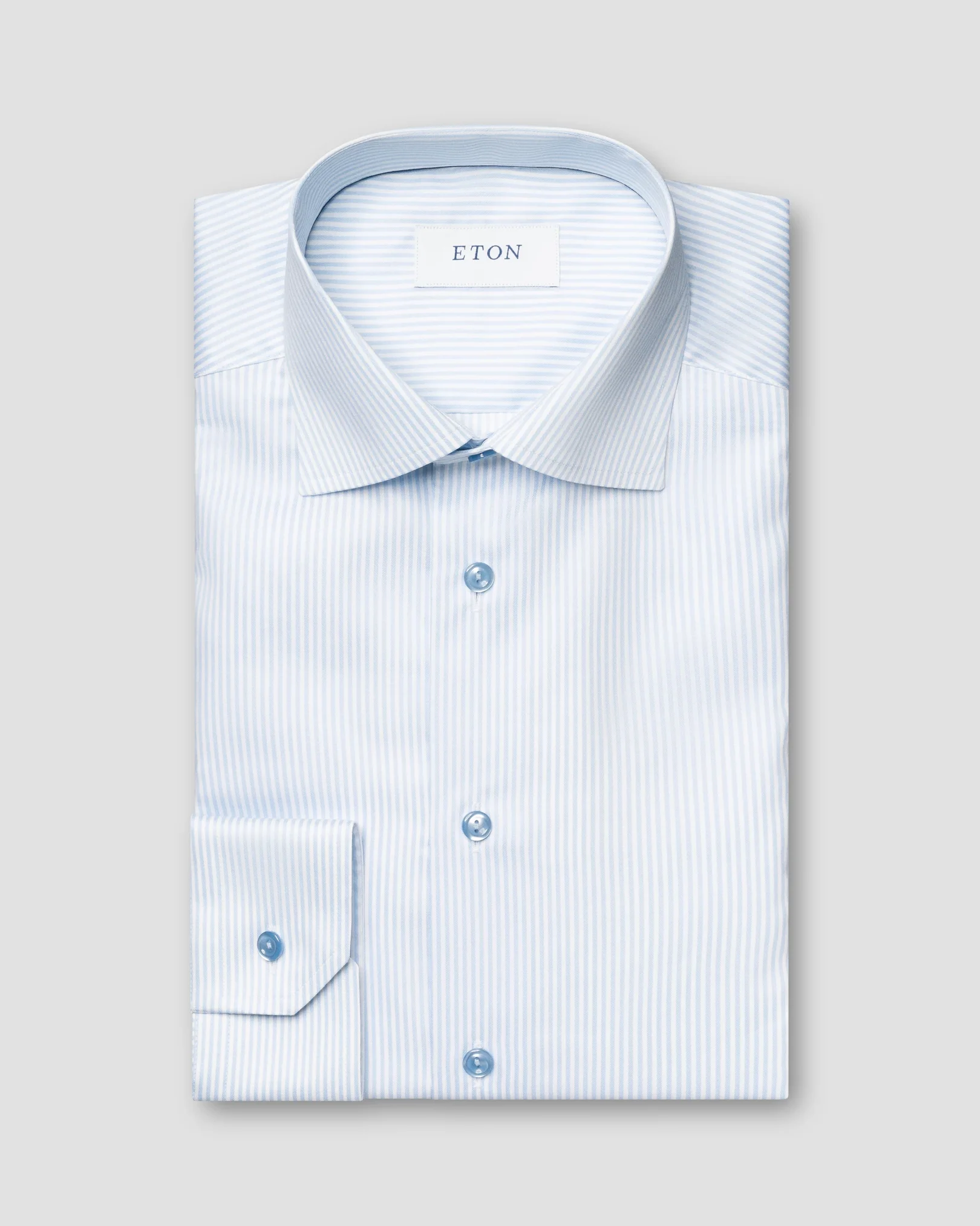 Eton - light blue striped fine twill shirt