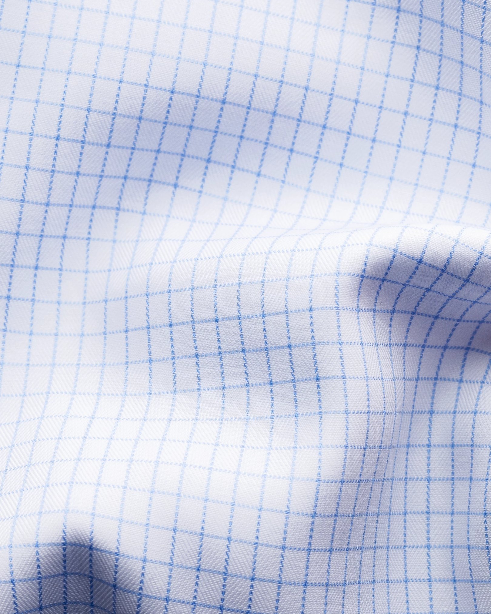 Eton - light blue fine checked twill shirt