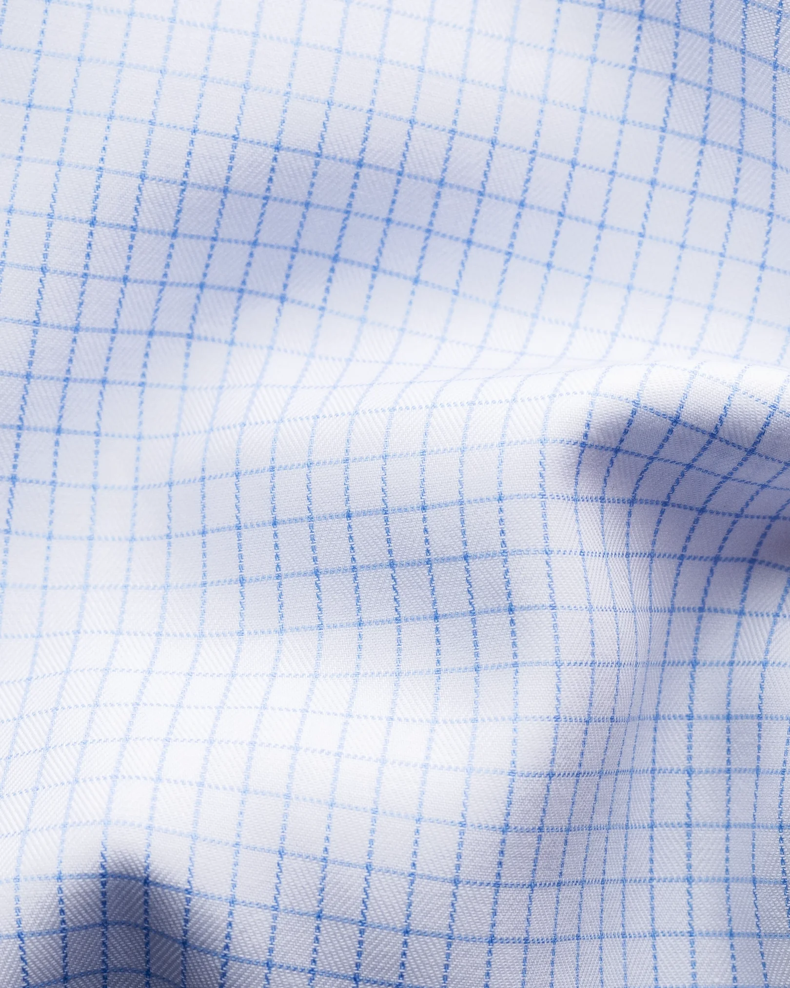 Eton - light blue fine checked twill shirt