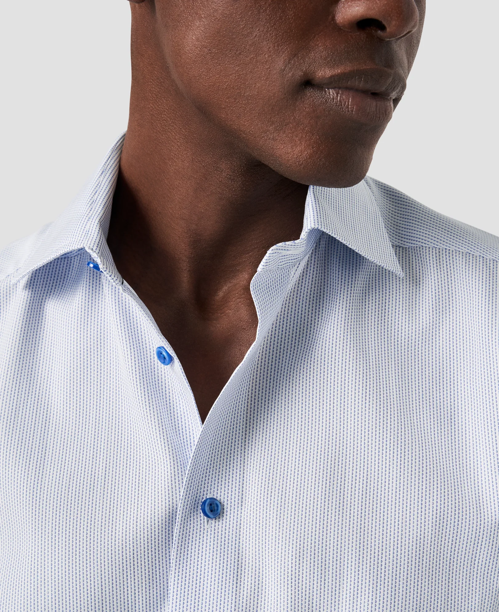 Eton - mid blue micro printed poplin