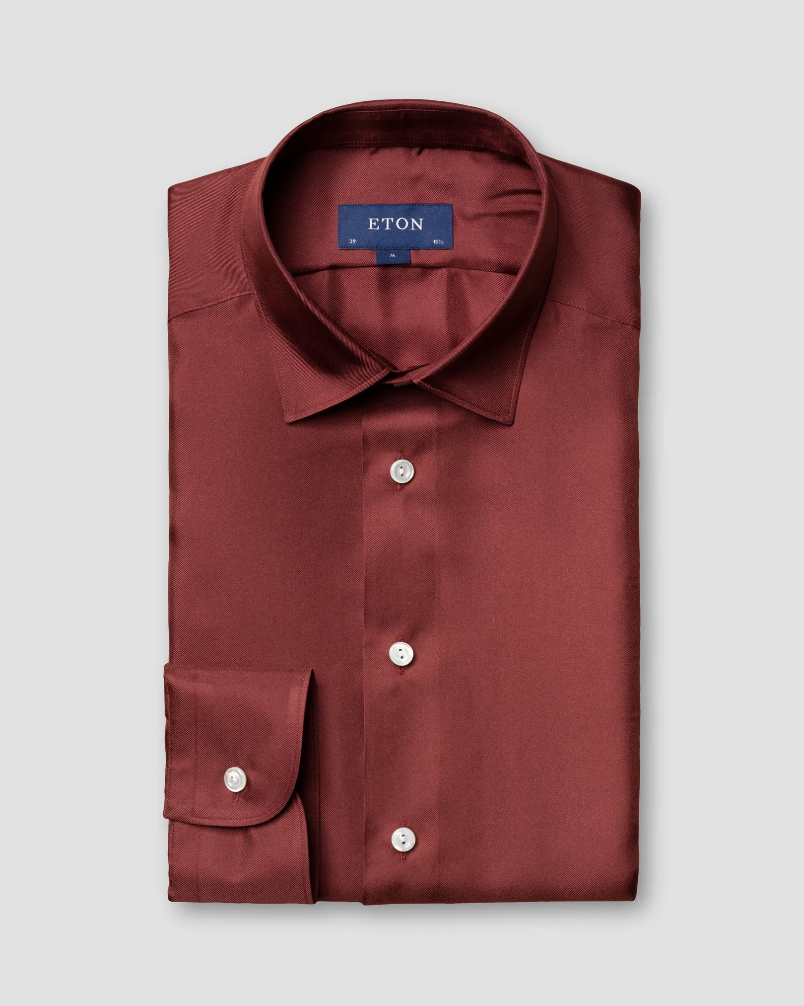 Eton - red silk shirt pointed single rounded slim soft