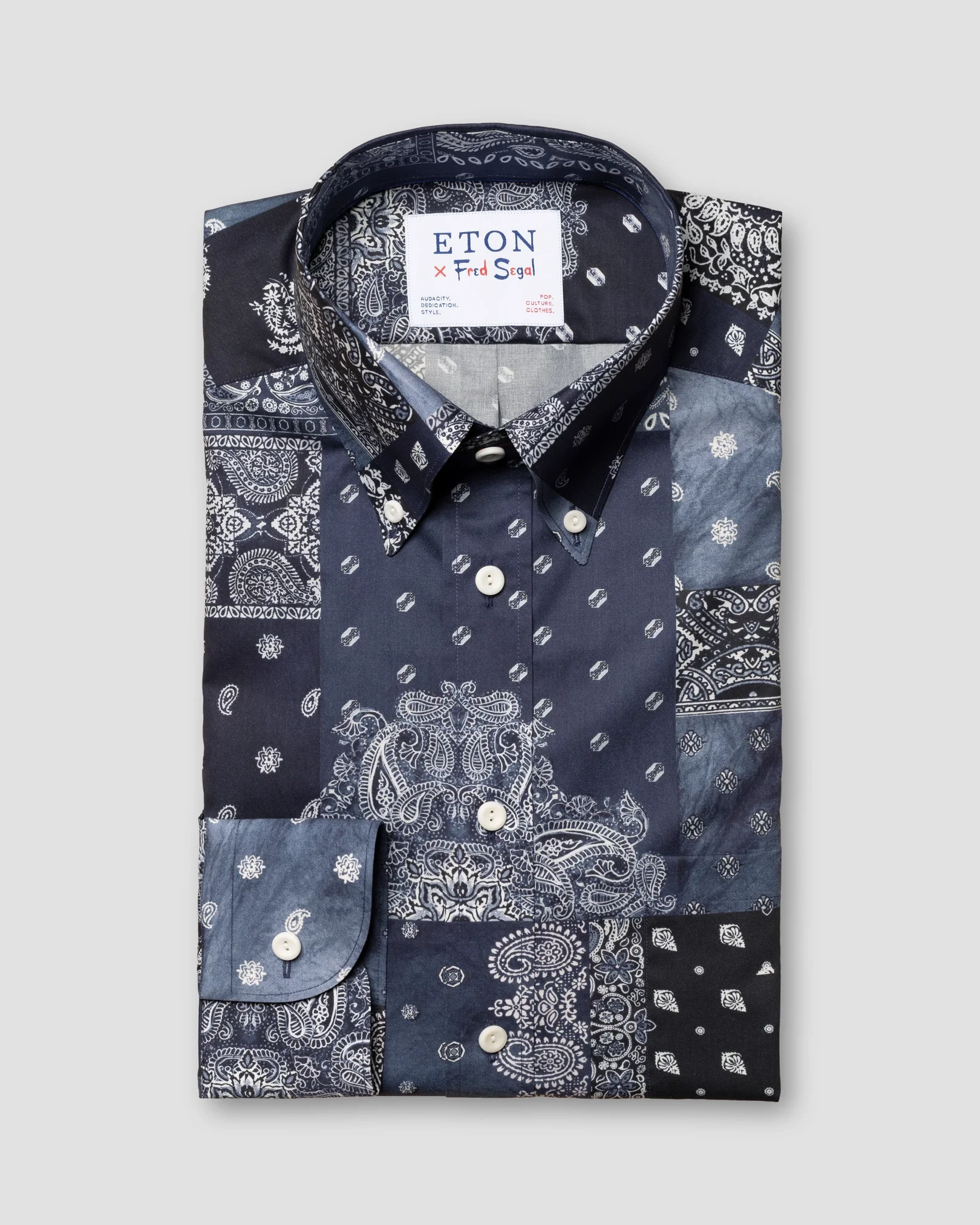 Eton - navy blue fine twill button down fred segal