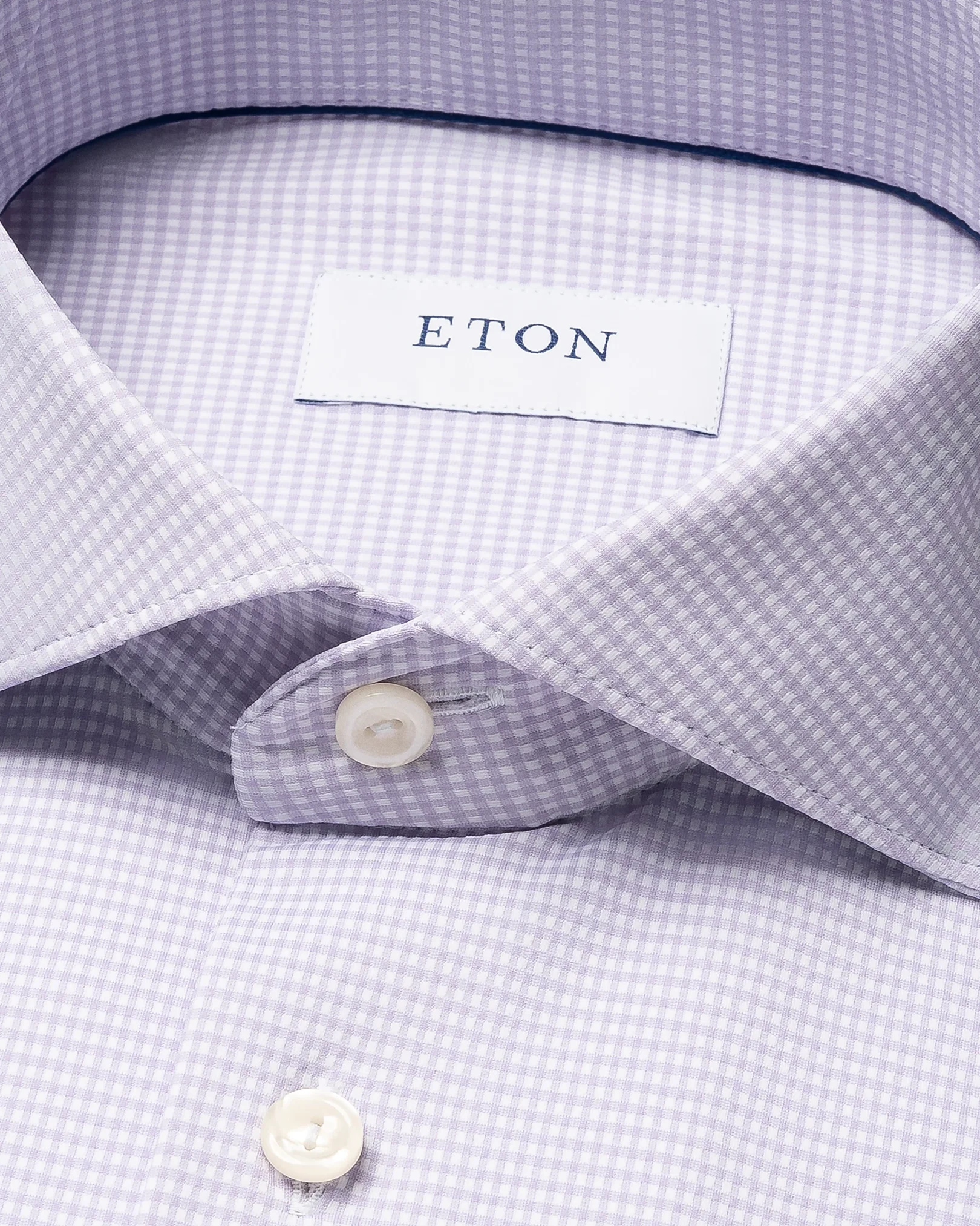 Eton - light purple micro check four way strech shirt