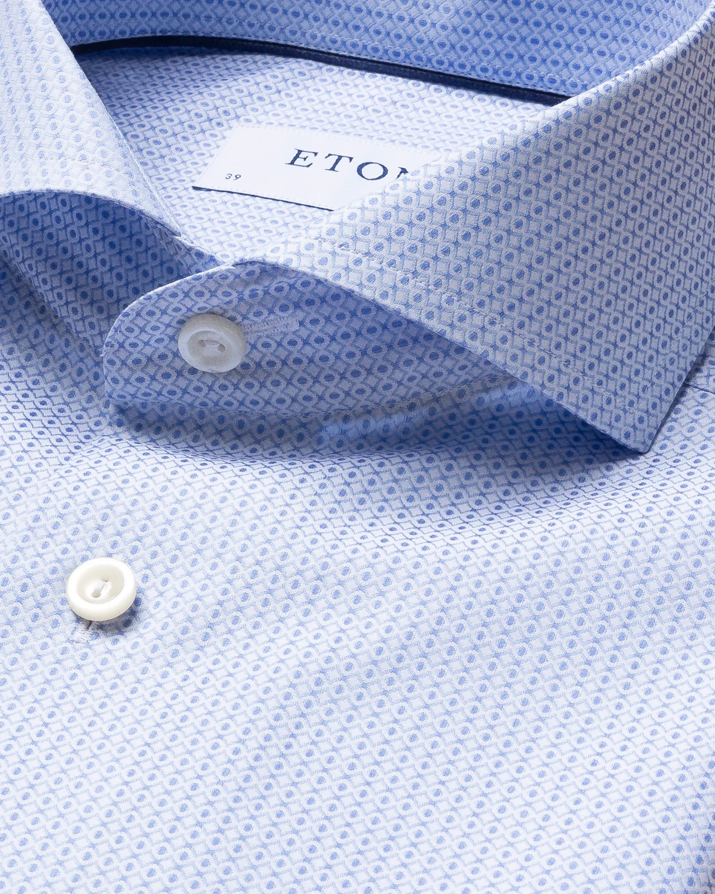 Eton - blue brocade shirt extreme cut away