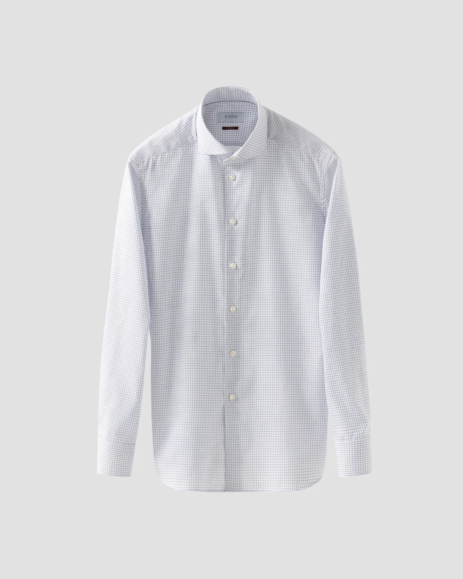 Eton - dark blue twill wide spread collar rounded single slim fit