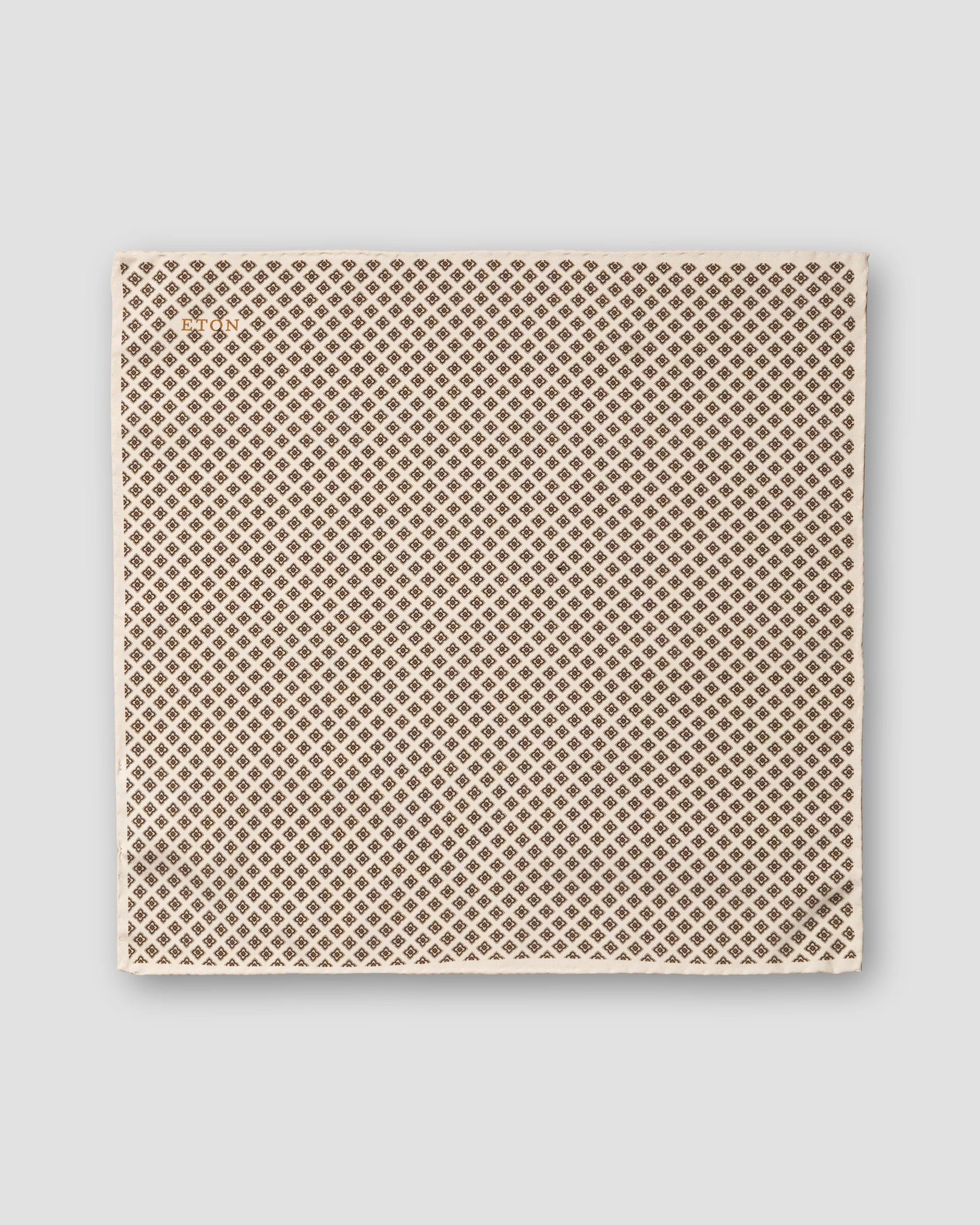 Eton - light brown geometric print fuji silk pocket square