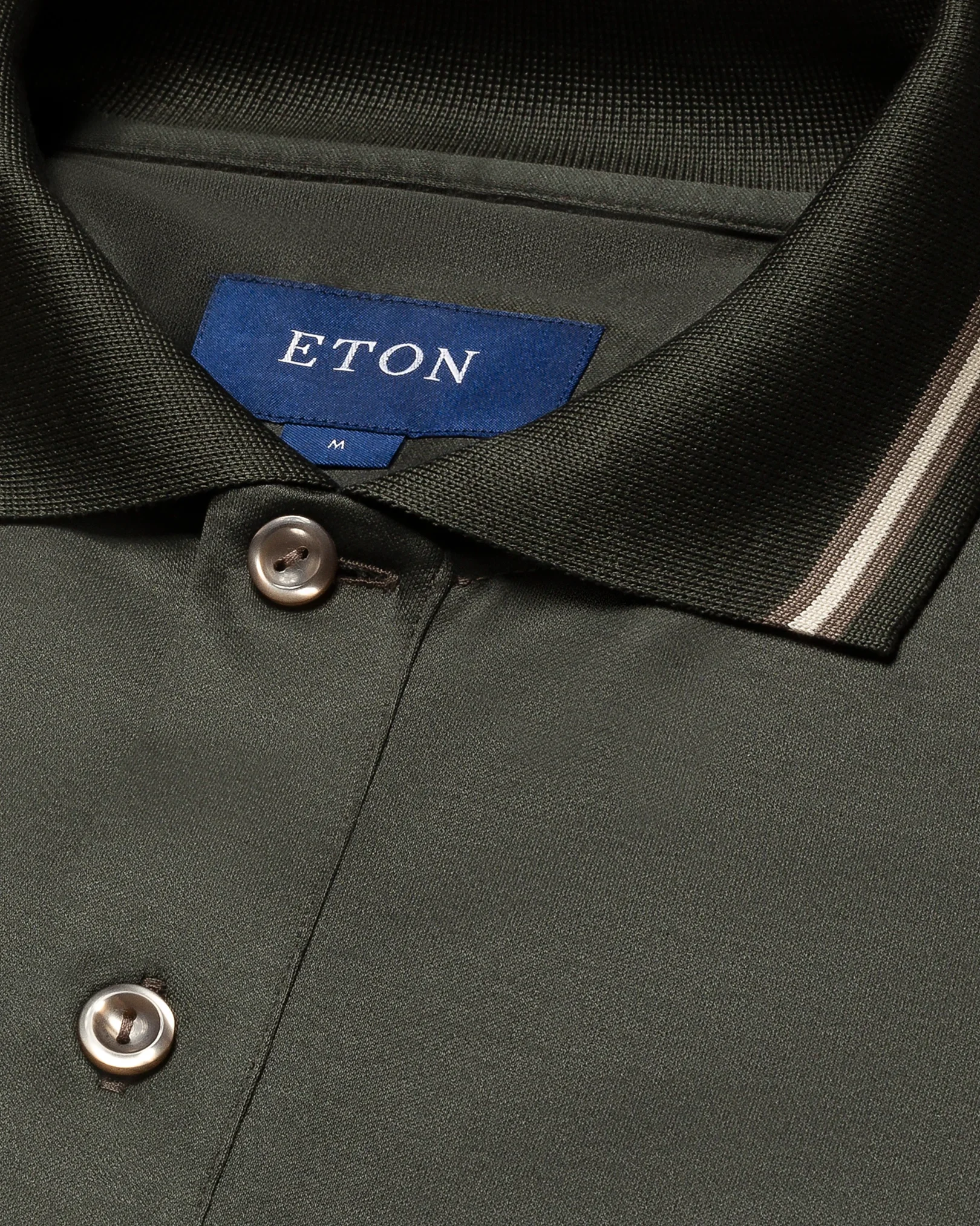 Eton - dark green jersey knitted collar no cuff jersey long sleeve regular fit jersey
