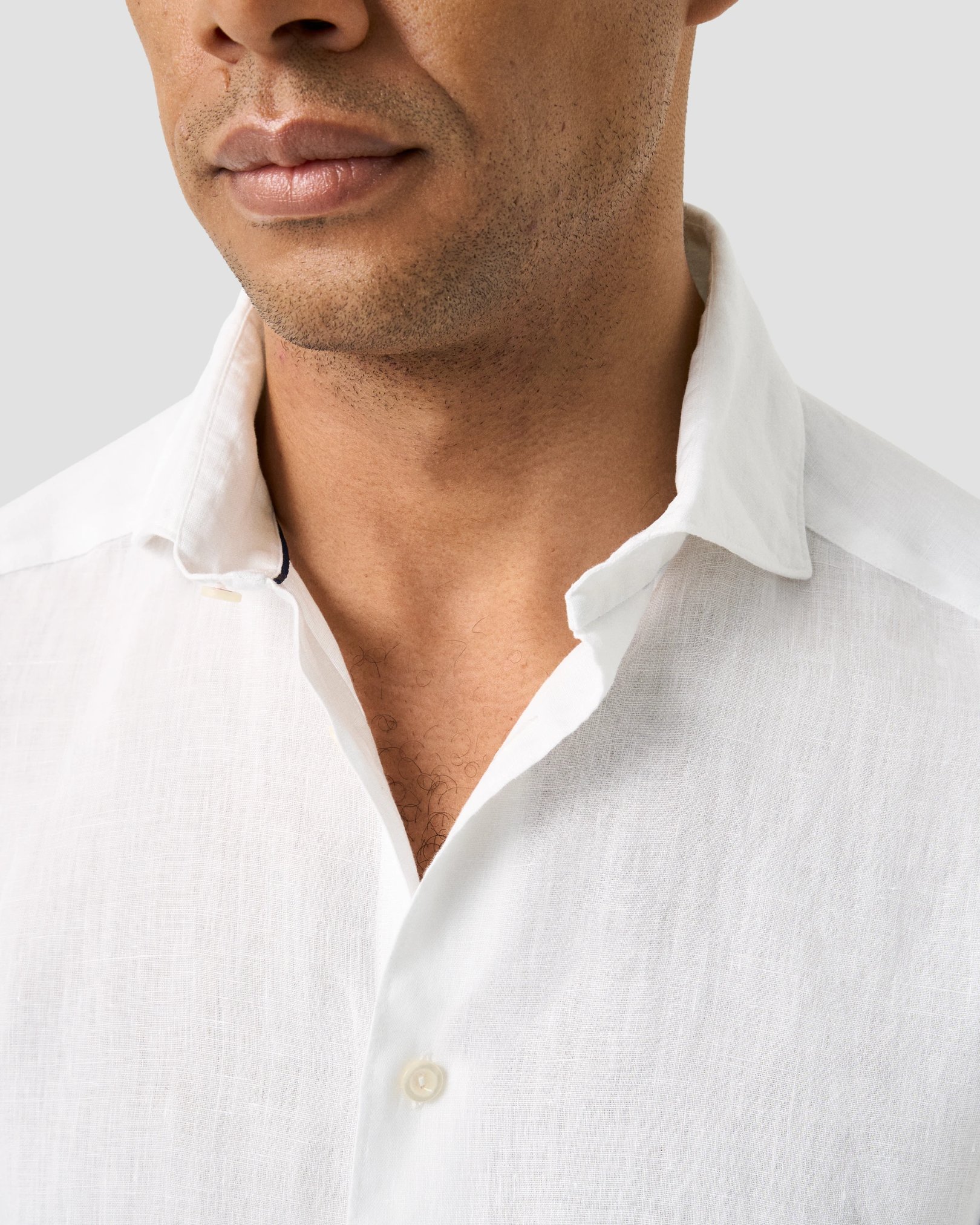 Eton - white solid short sleeve linen shirt