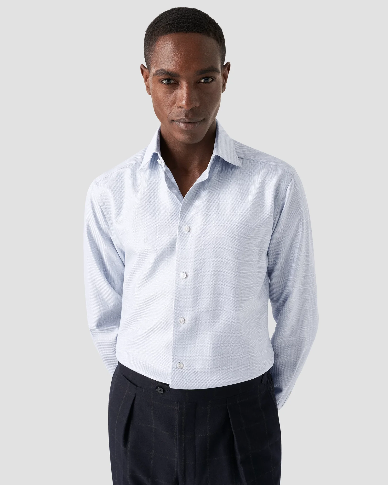 Eton - light grey textured twill