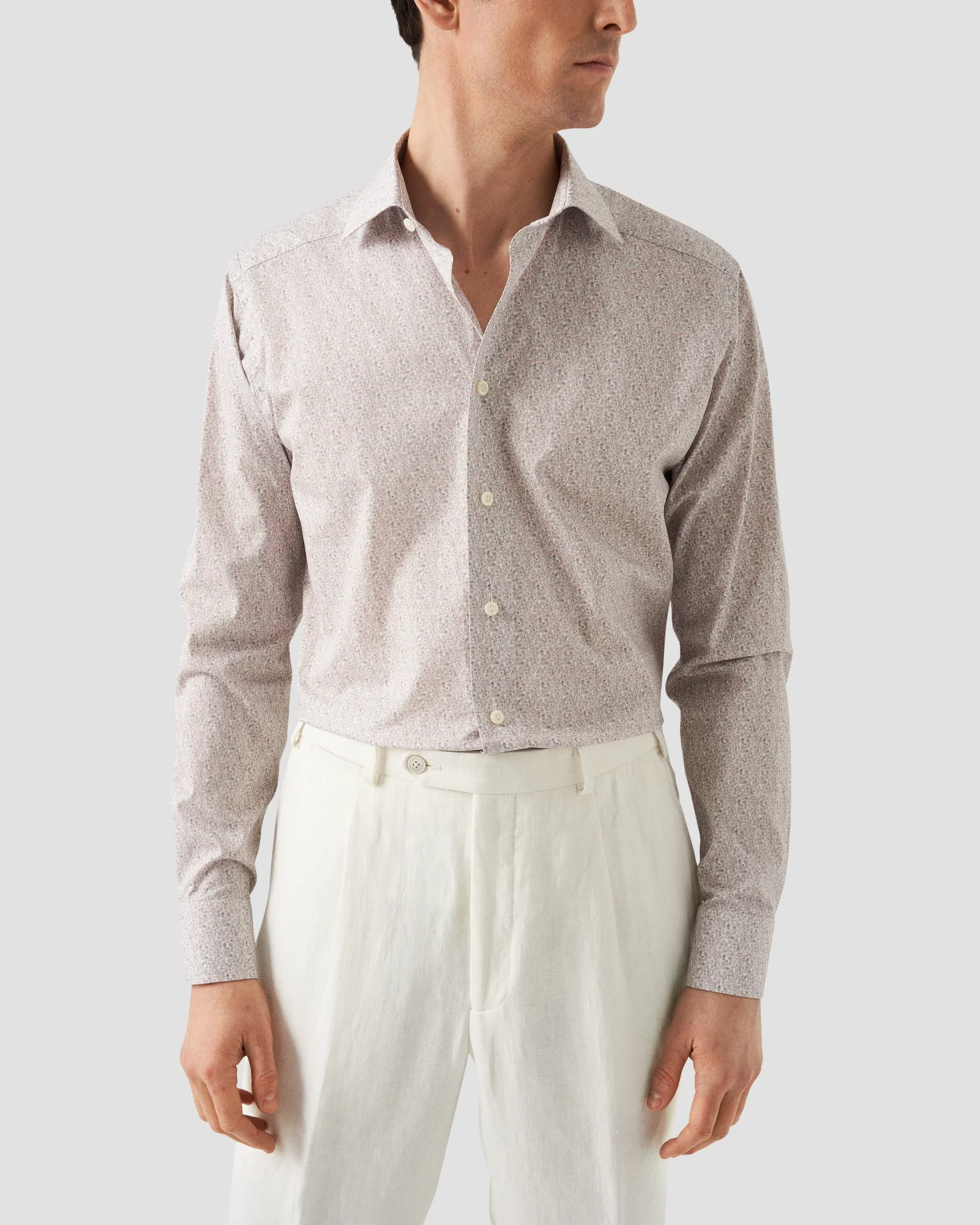 Eton - pink twill cutaway floral shirt