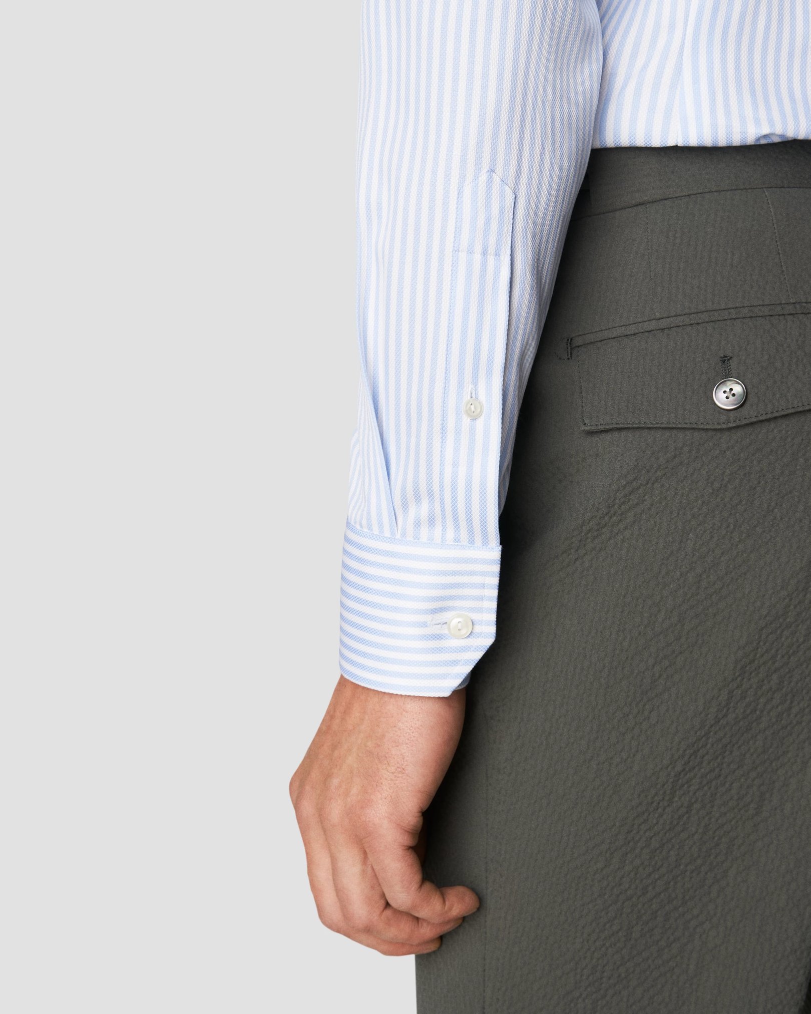 Eton - light blue signature twill classic stripes