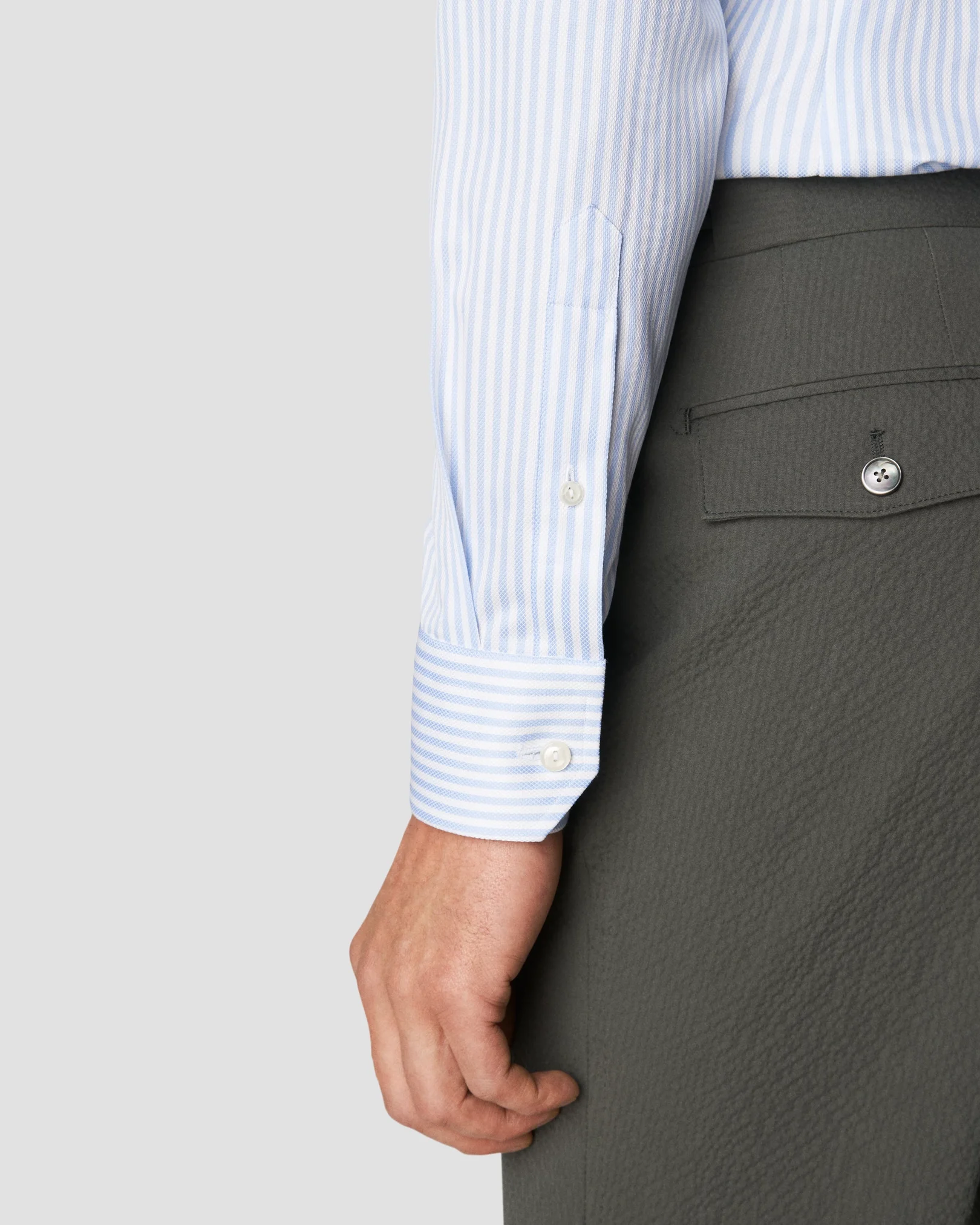 Eton - light blue signature twill classic stripes