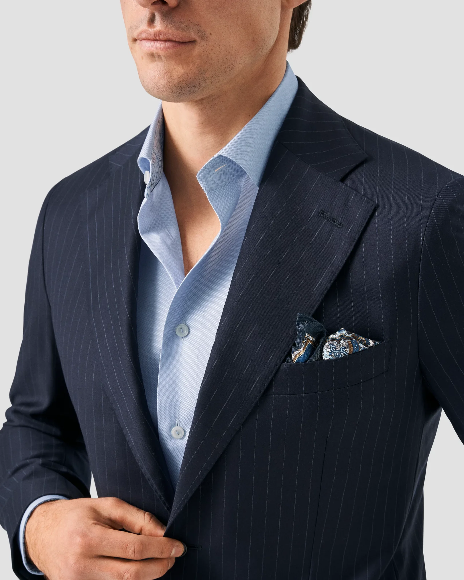 Eton - light blue contrast lyocell shirt