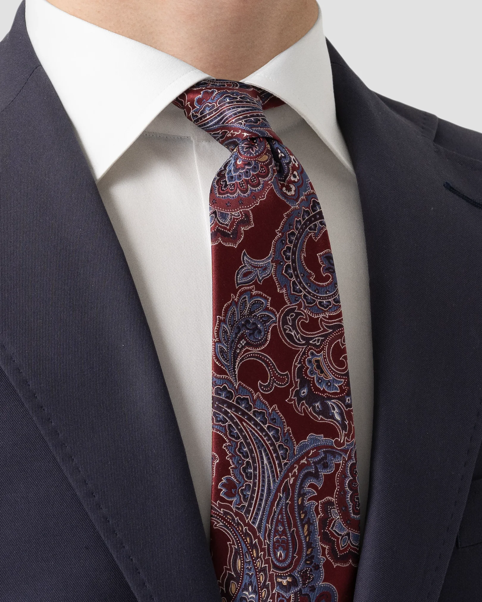 Eton - red jacquard paisley tie we