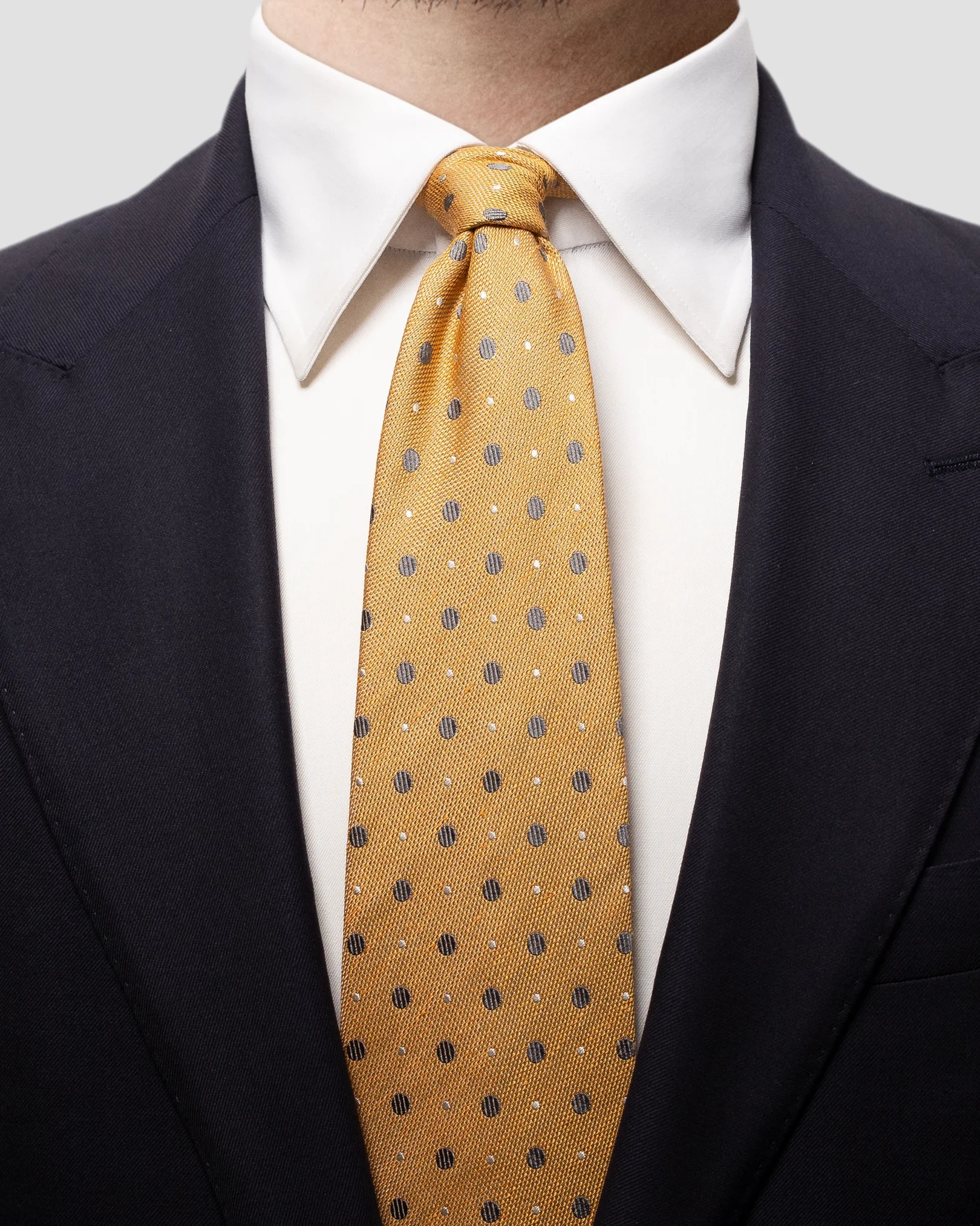Eton - yellow dotted silk cotton tie
