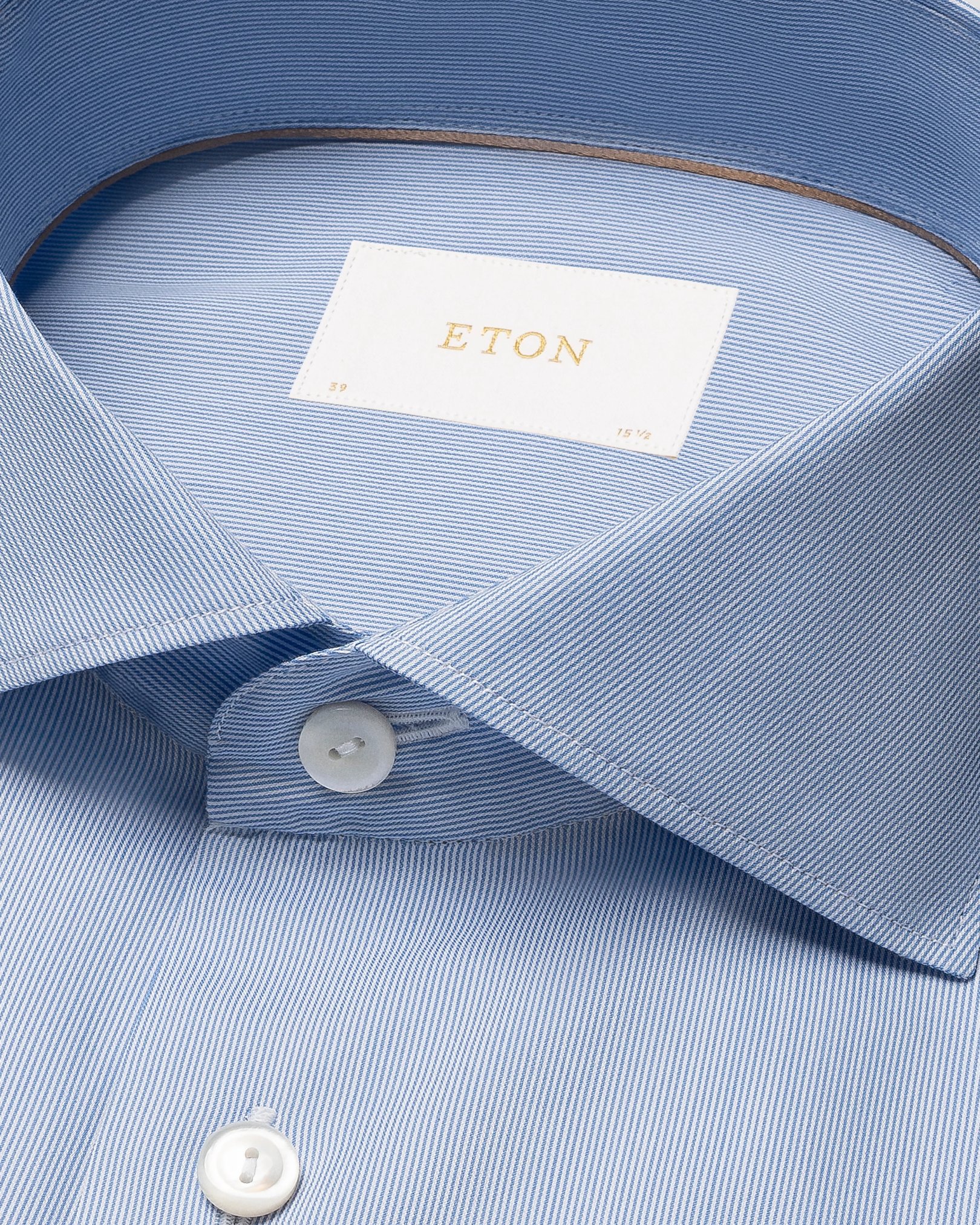 Eton - light blue cotton and silk fine stripe shirt