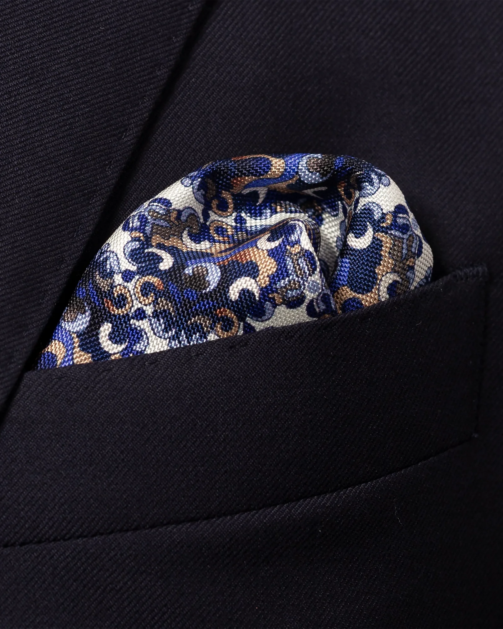 Eton - blue purple bold medallion print pocket square