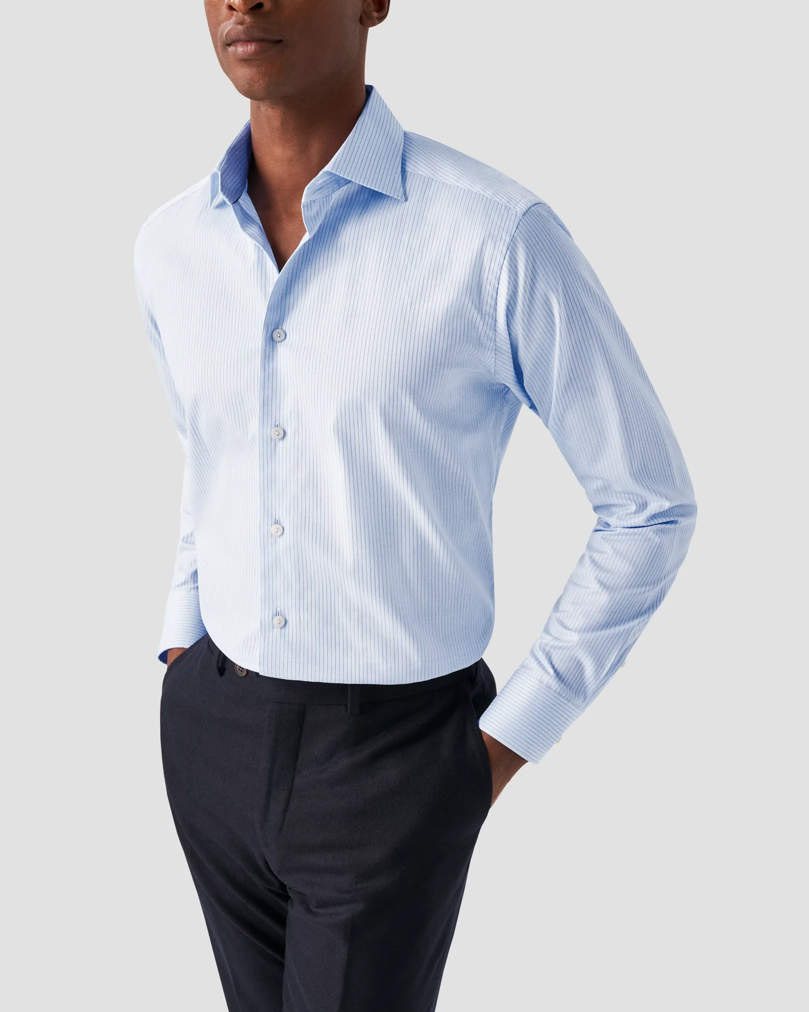 Eton - light blue tonal striped shirt