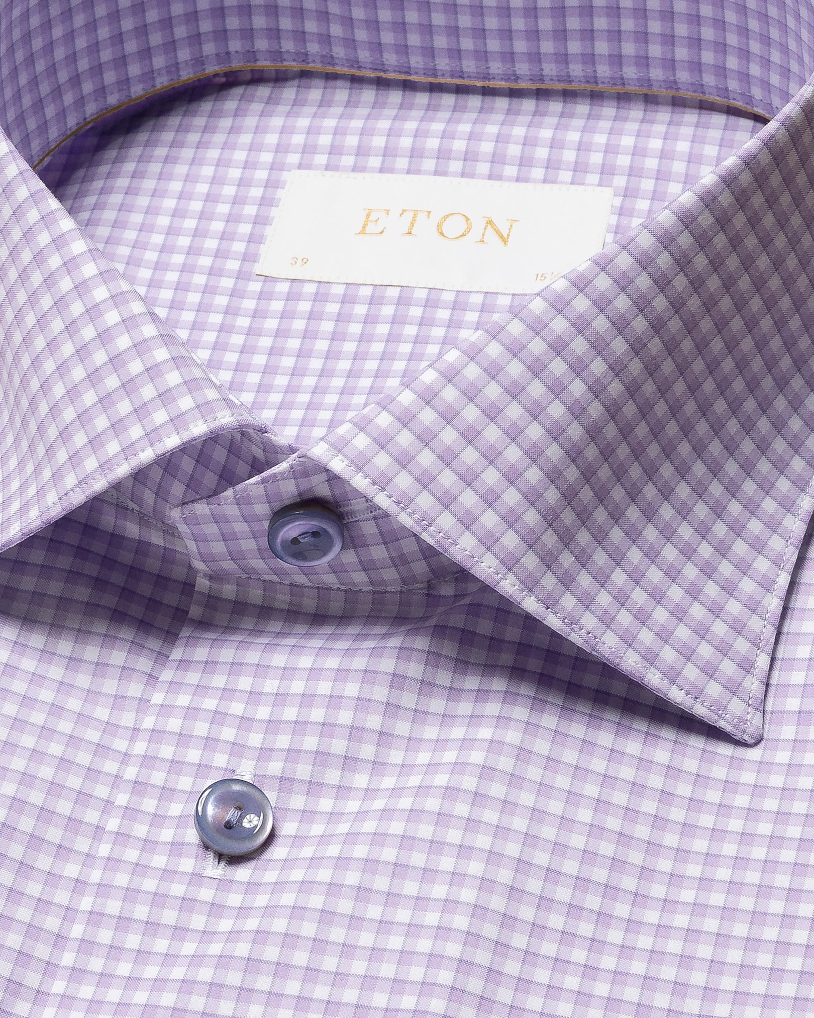 Eton - purple checked supima poplin shirt