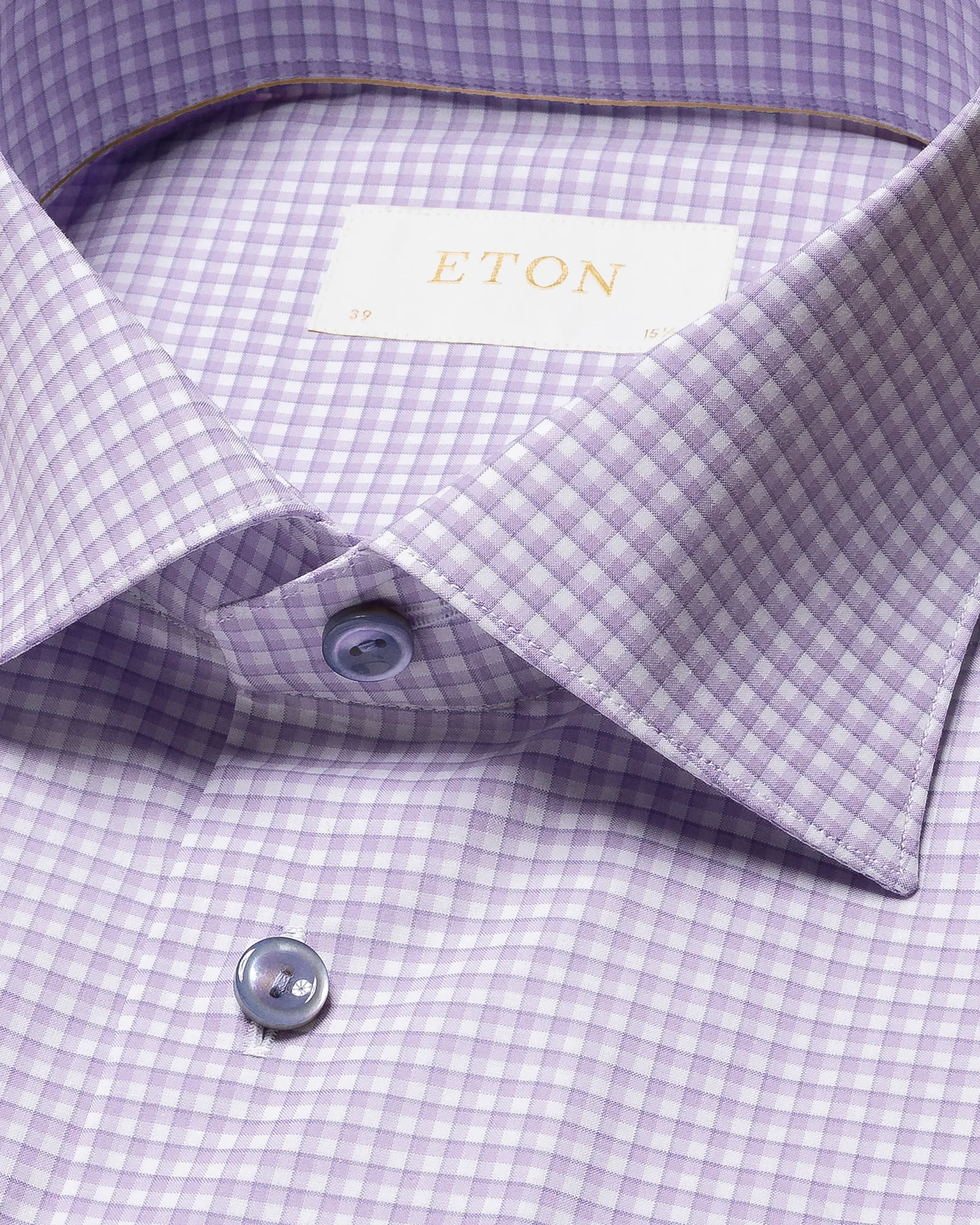 Eton - purple checked supima poplin shirt