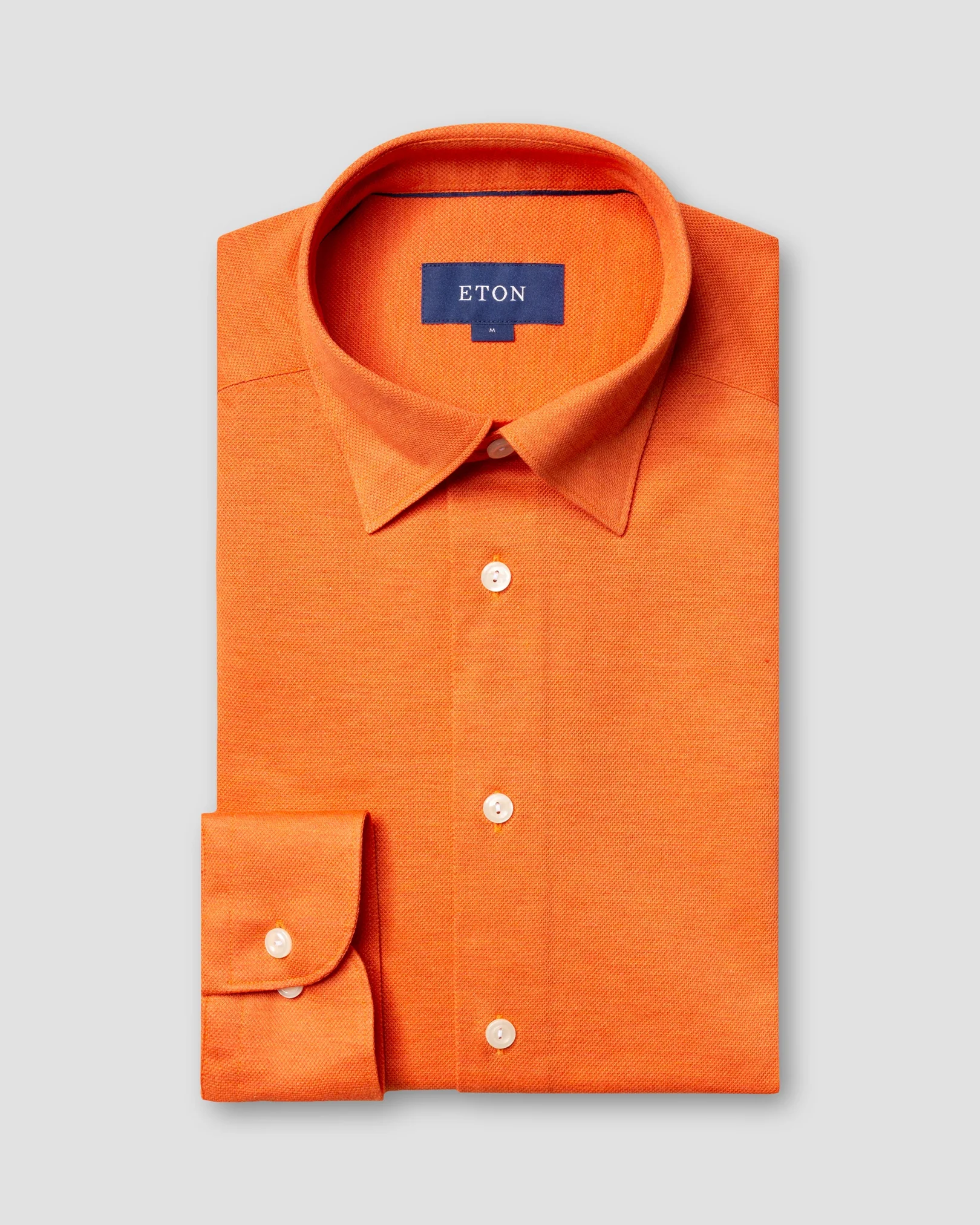 Eton - orange pique shirt long sleeved