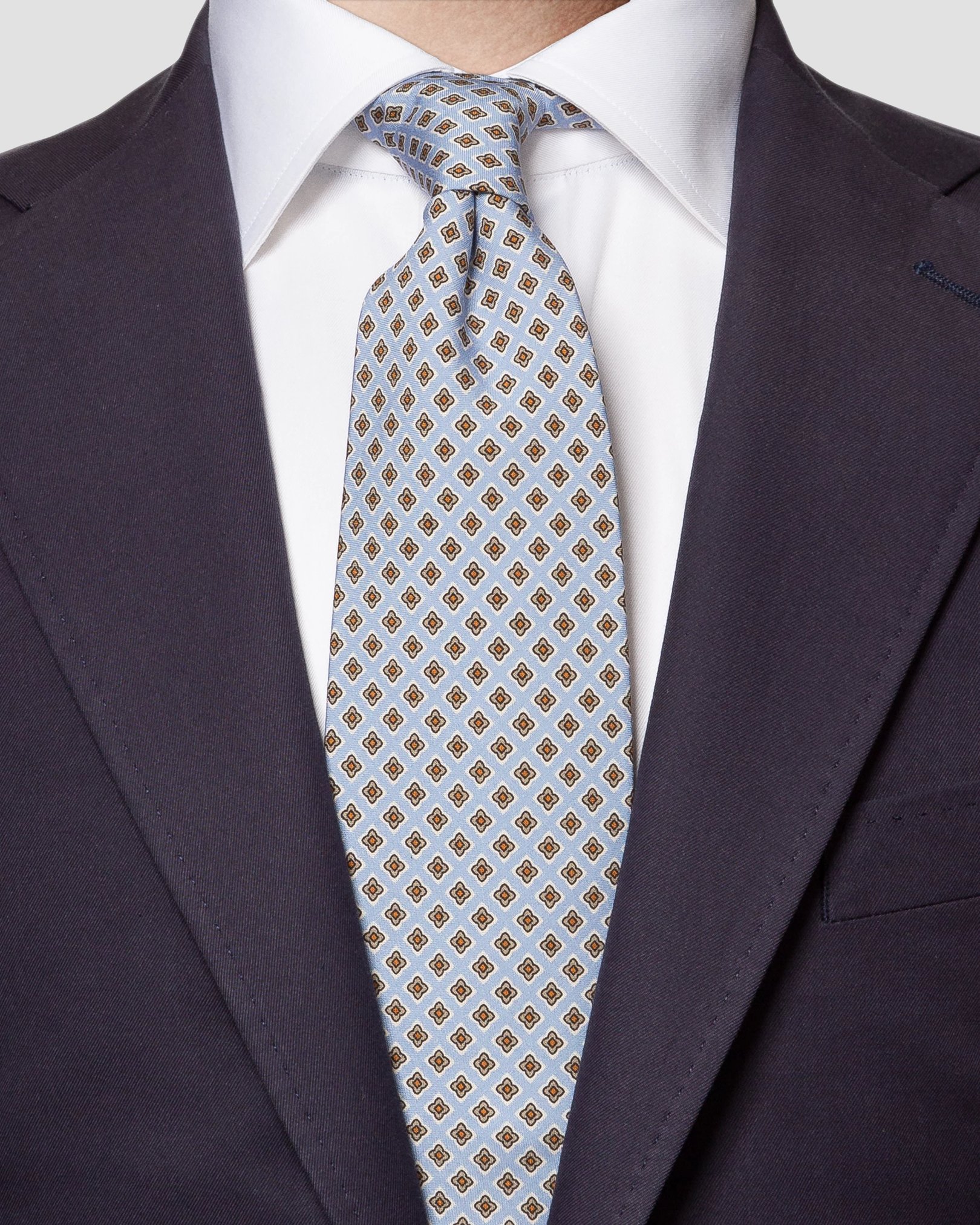 Eton - orange geometric silk tie micro print