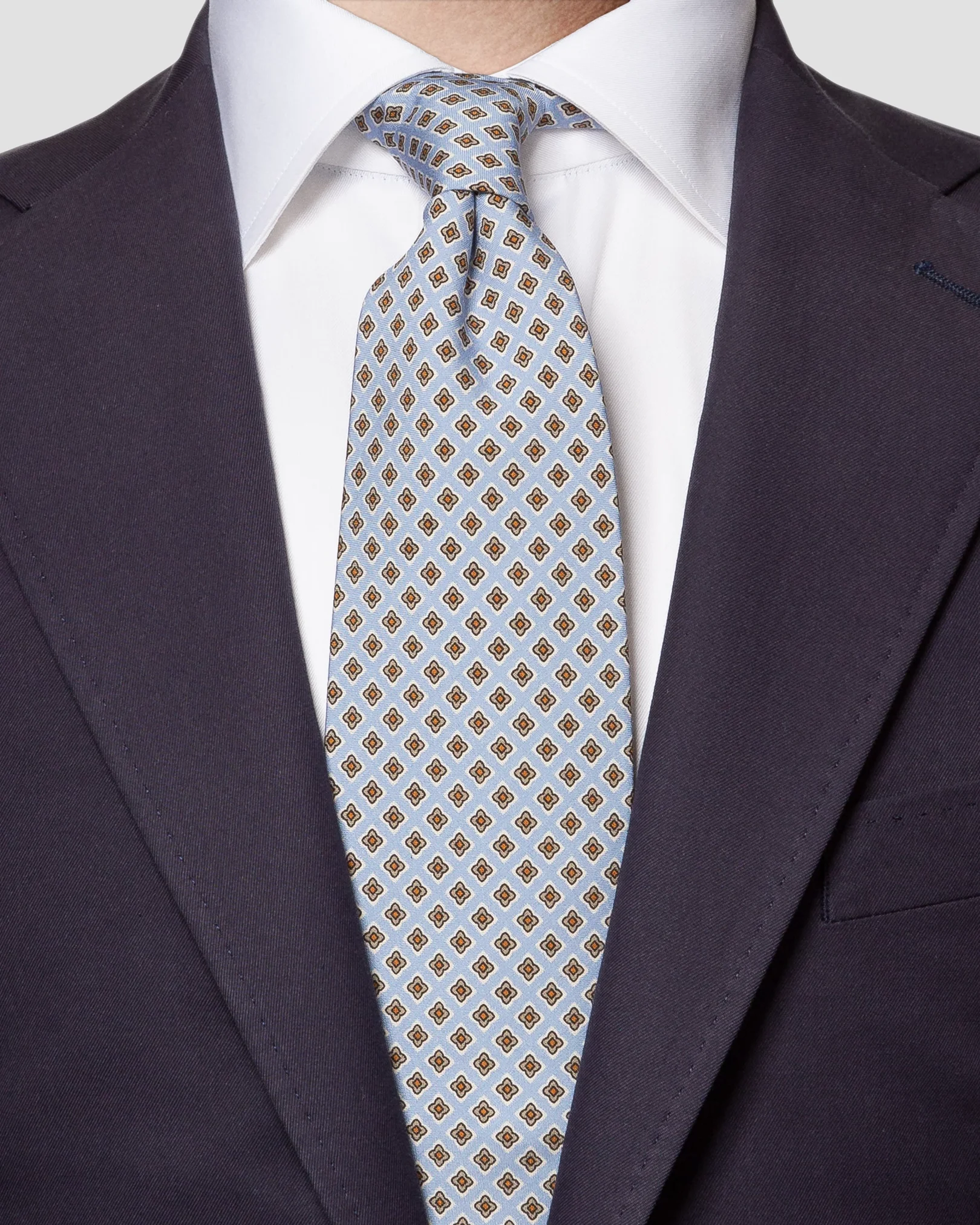 Eton - orange geometric silk tie micro print