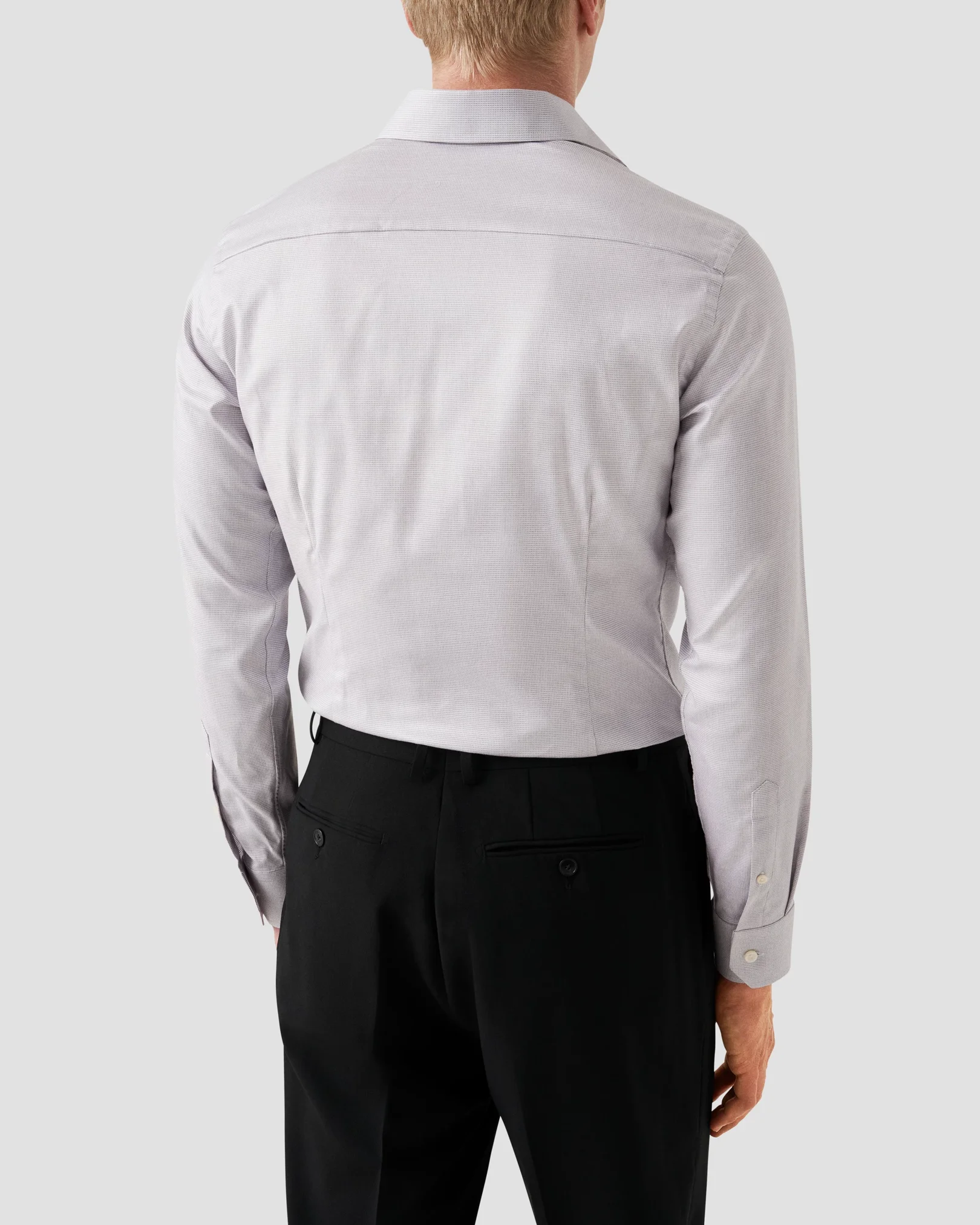 Eton - beige semi solid cotton tencel tm lyocell shirt