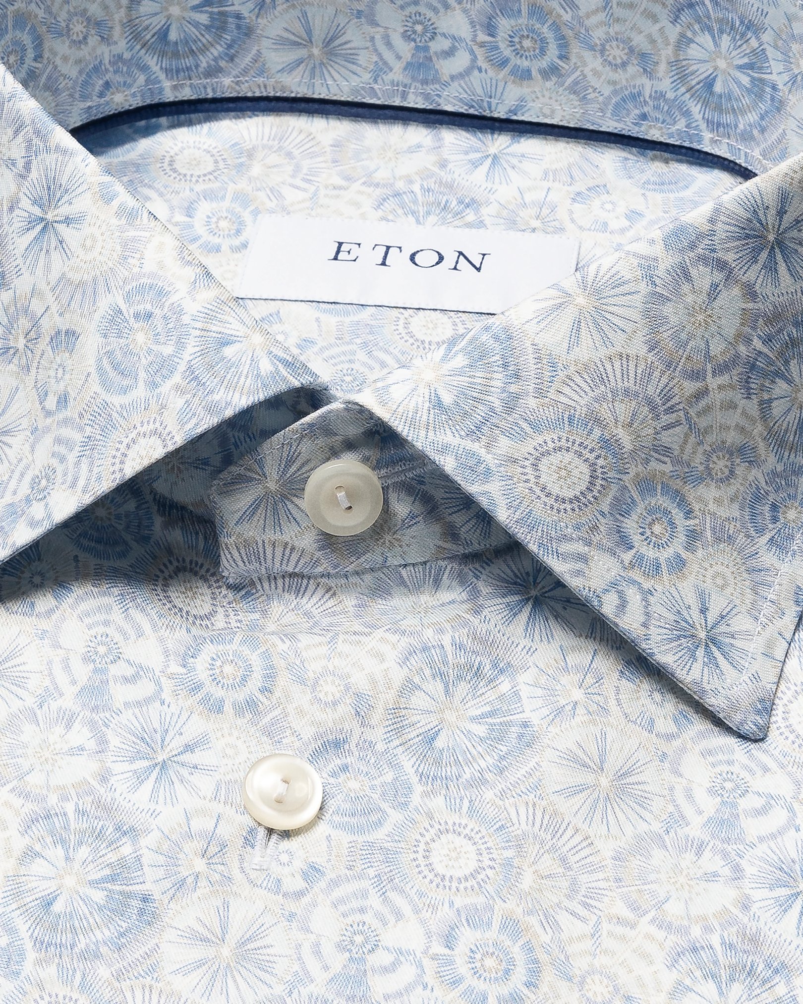 Eton - light blue motif signature twill shirt