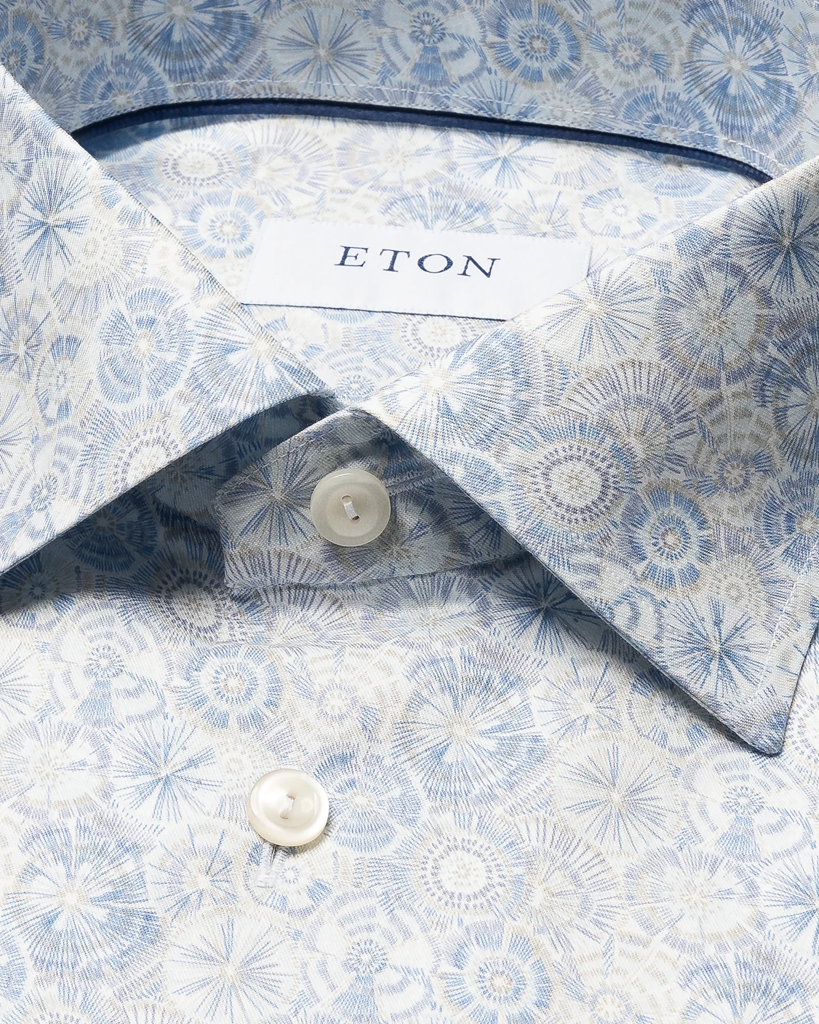 Eton - light blue motif signature twill shirt