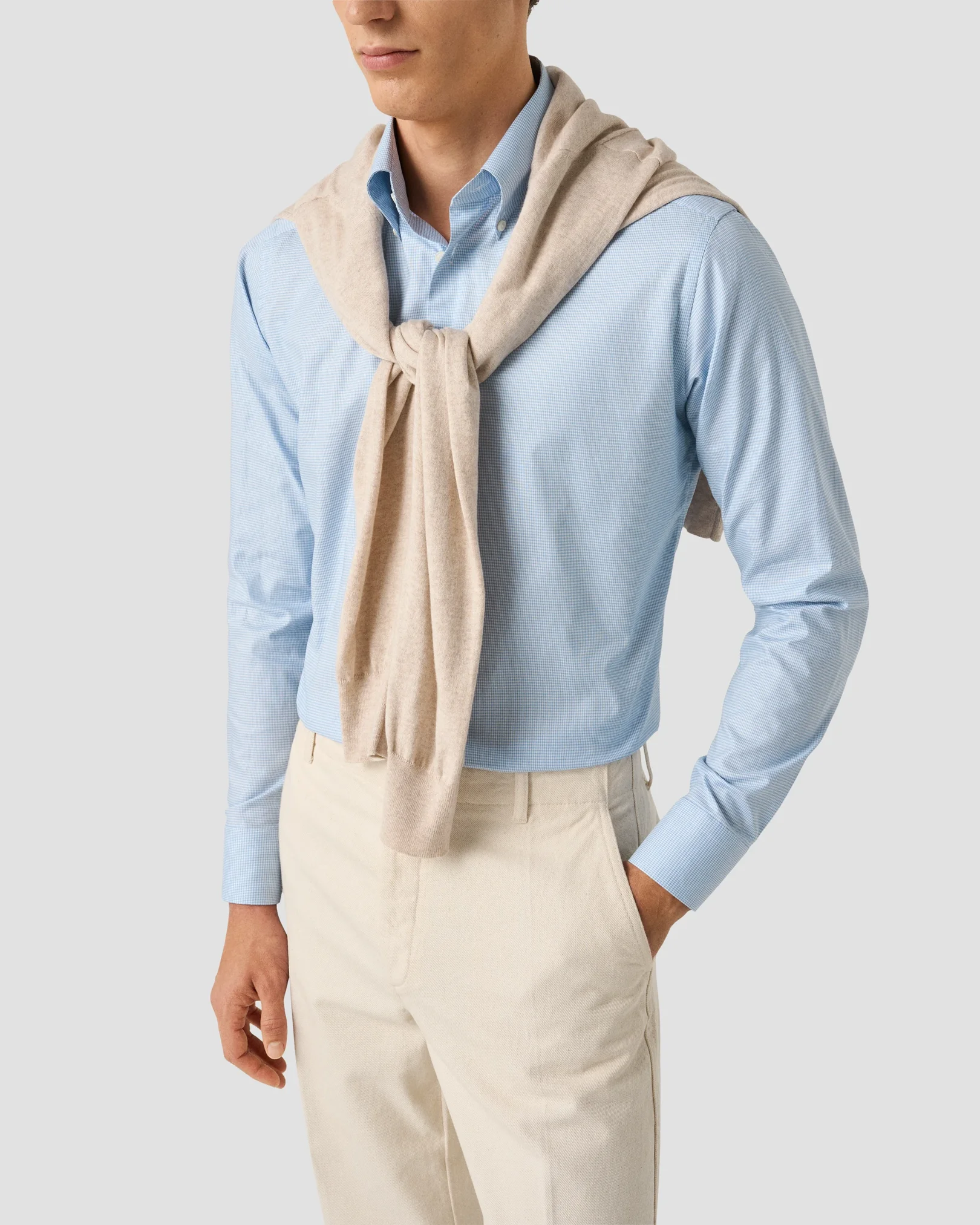 Eton - light blue check signature oxfordshirt