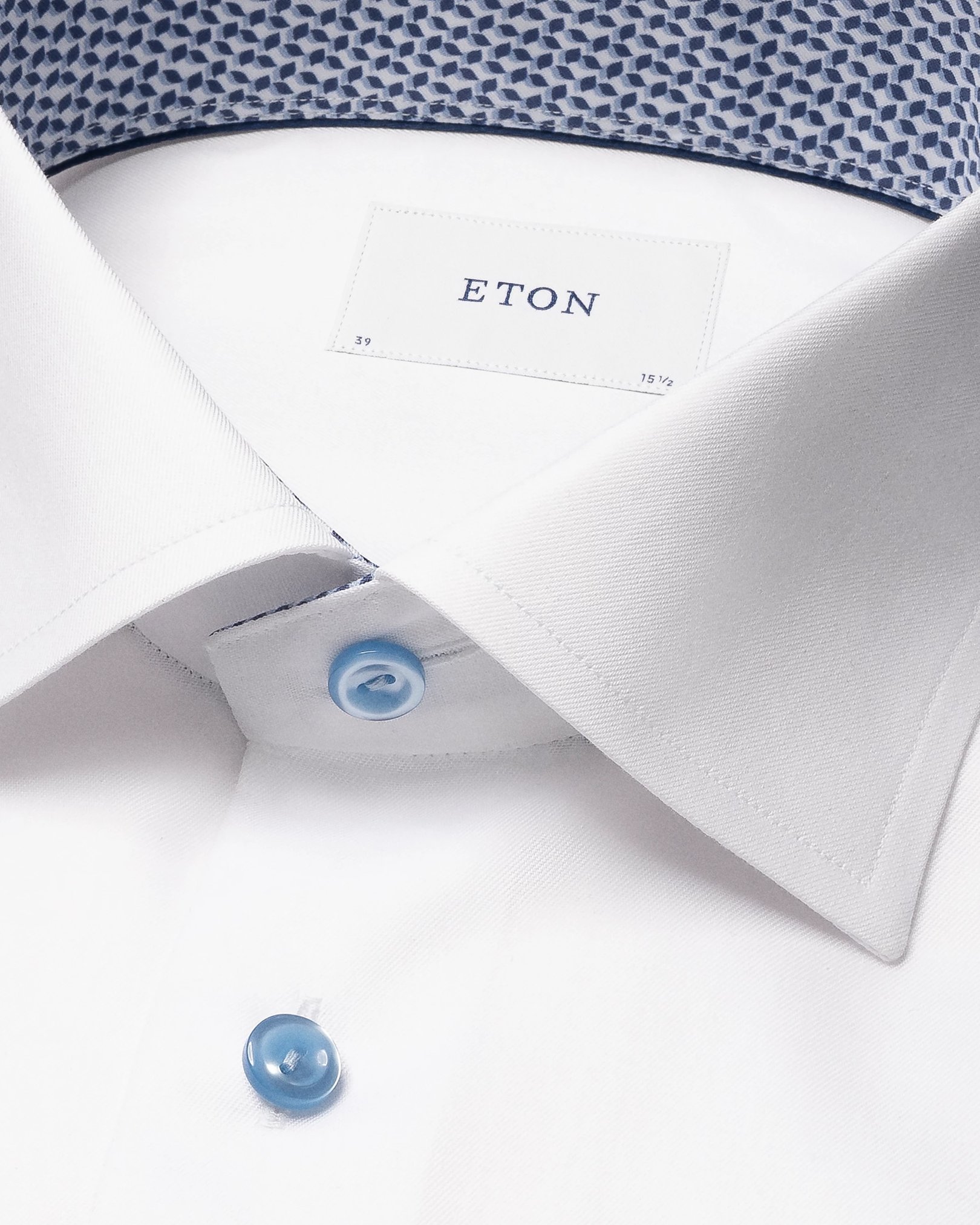 Eton - white solid signature twill geometric effect shirt