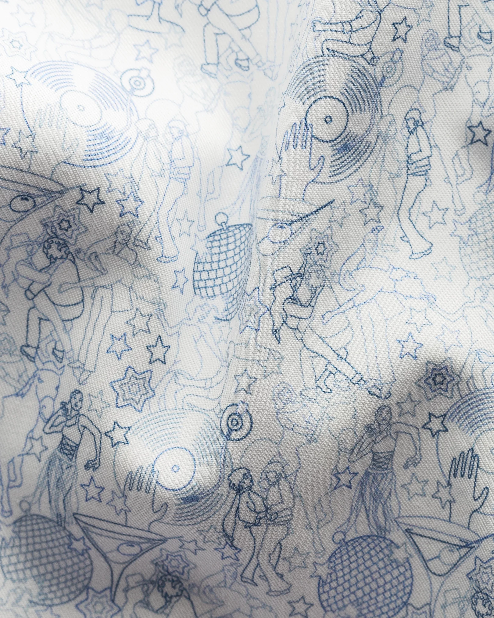 Eton - light blue signature twill print cut away single contemporary