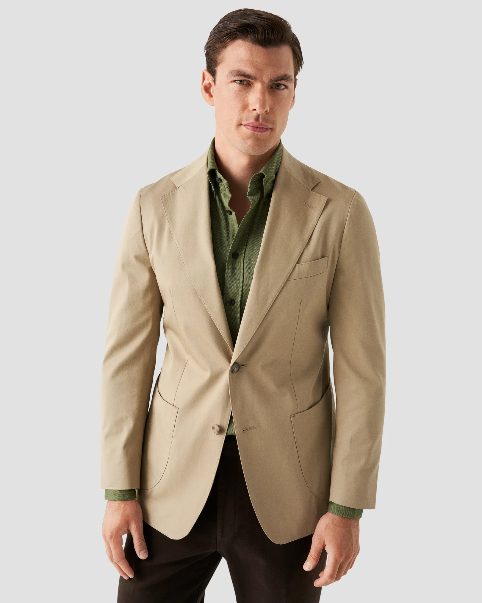 Eton - dark green twill button down