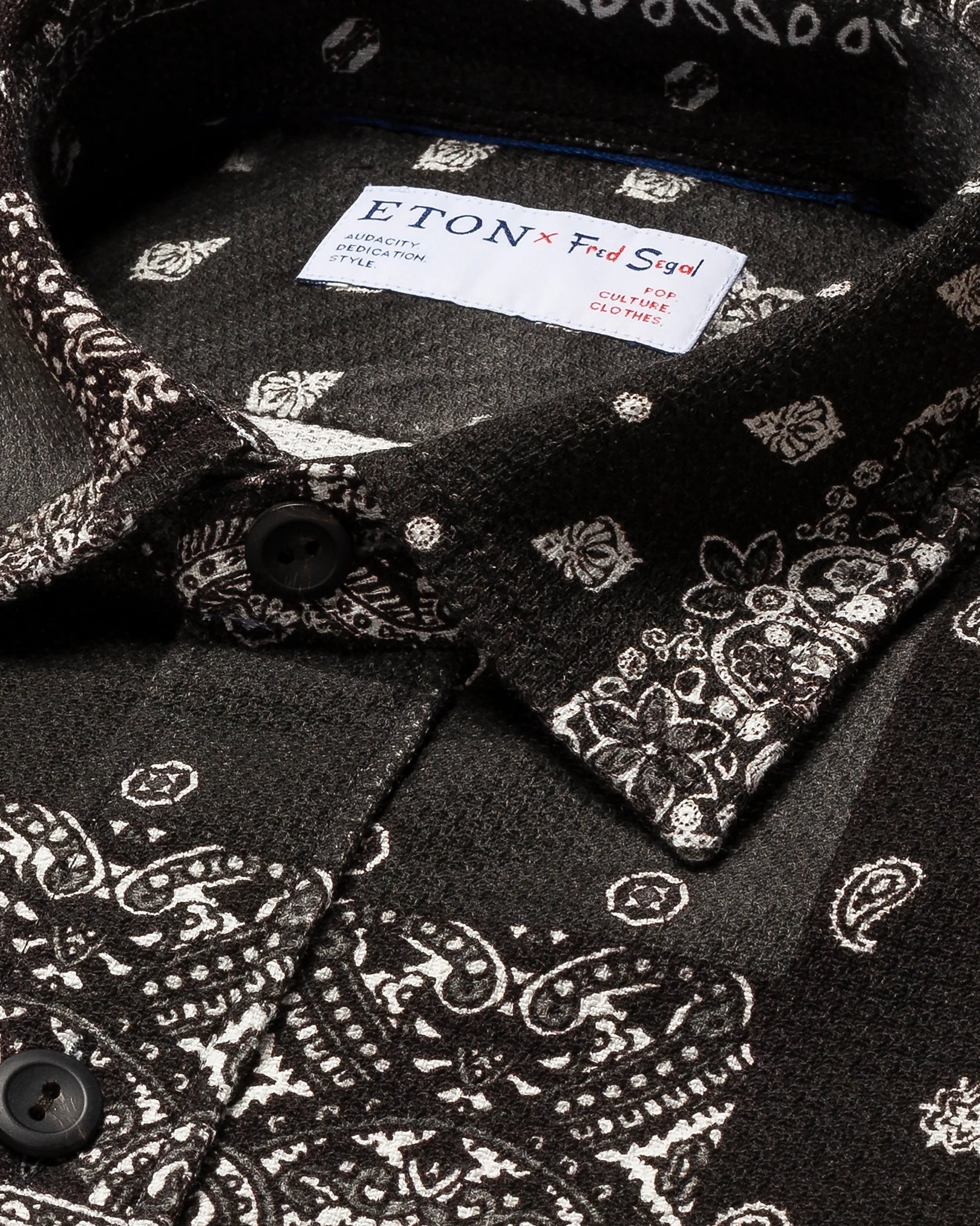 Eton - black dobbyindigo overshirt fred segal