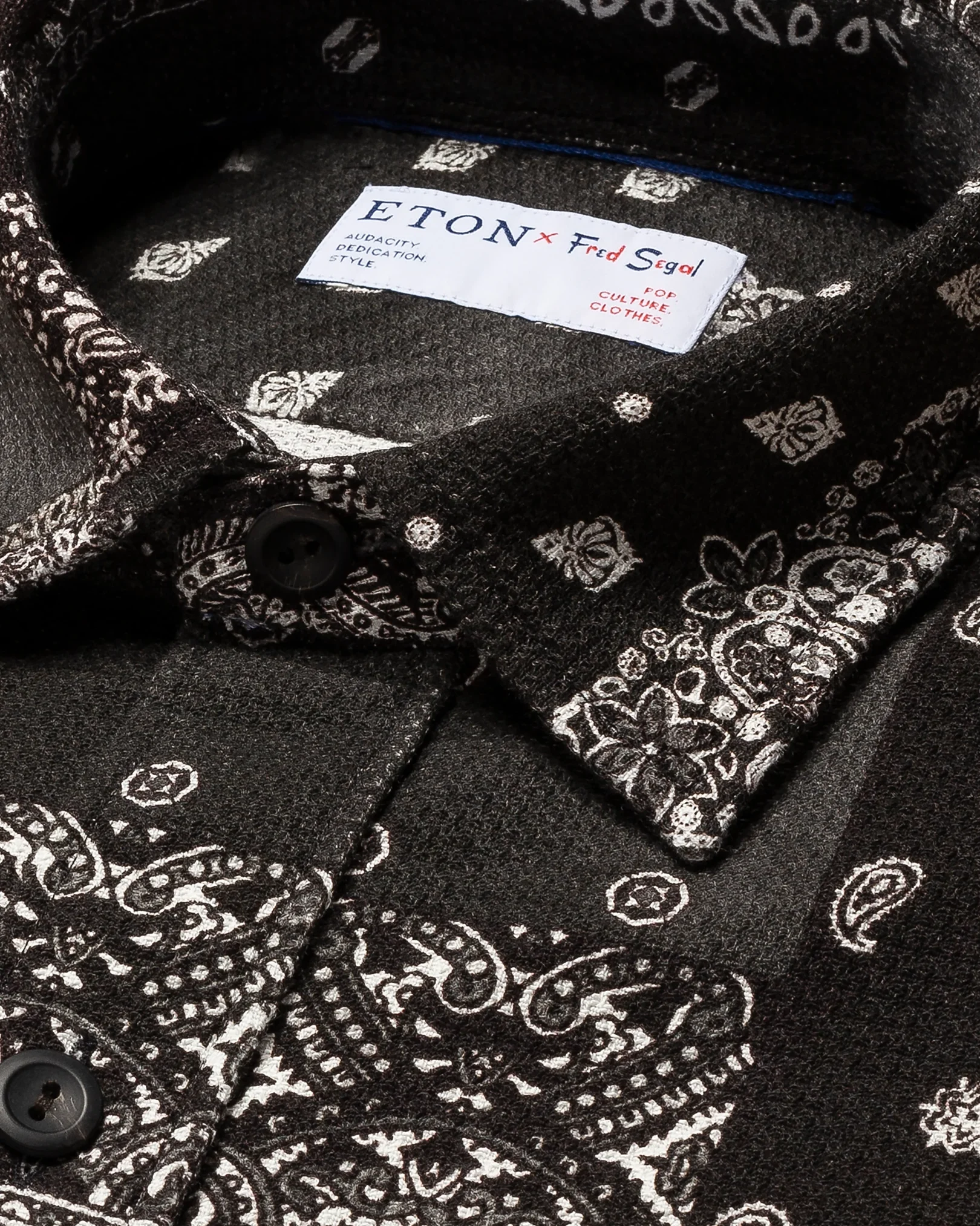 Eton - black dobbyindigo overshirt fred segal
