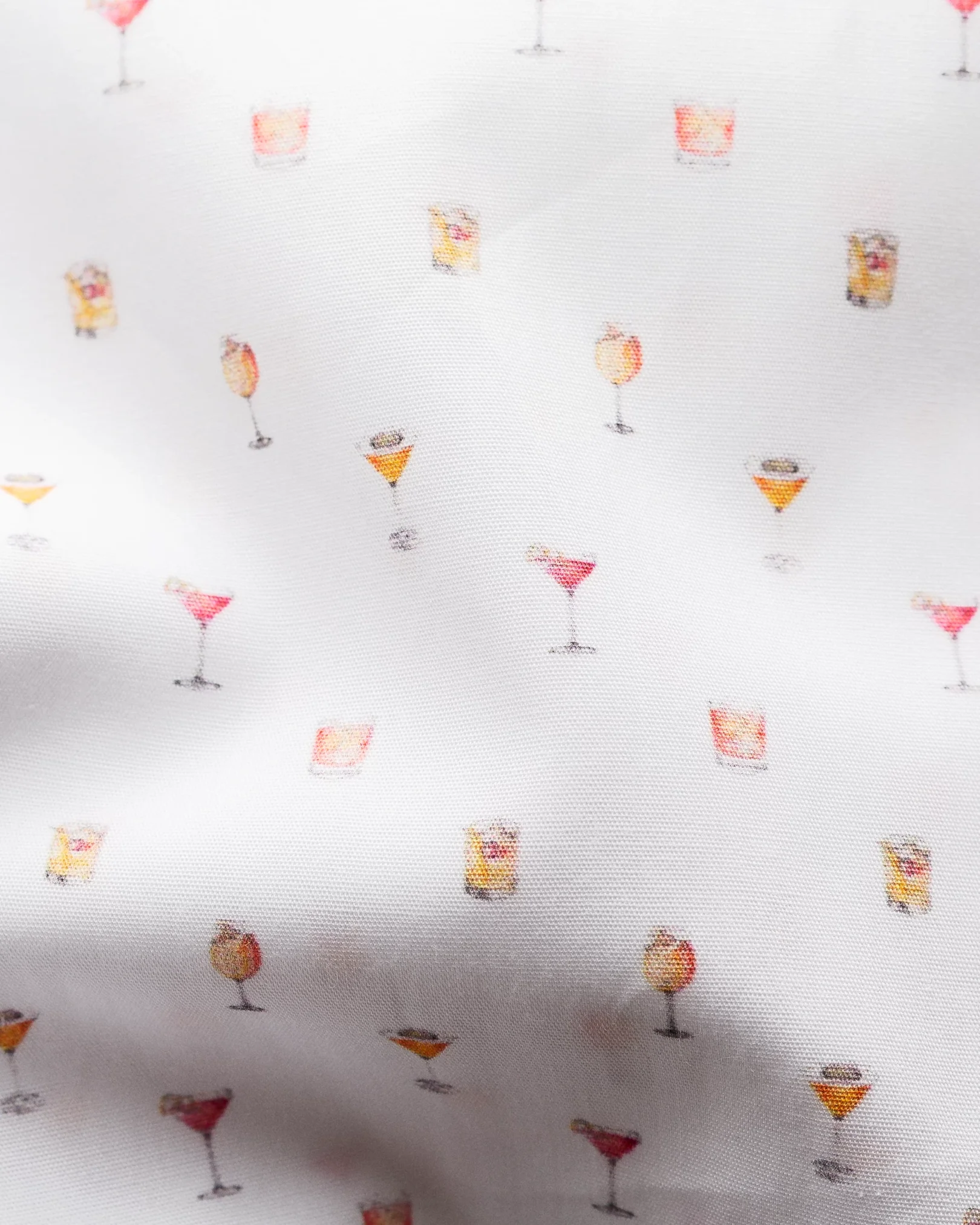 Eton - white cocktail print poplin shirt
