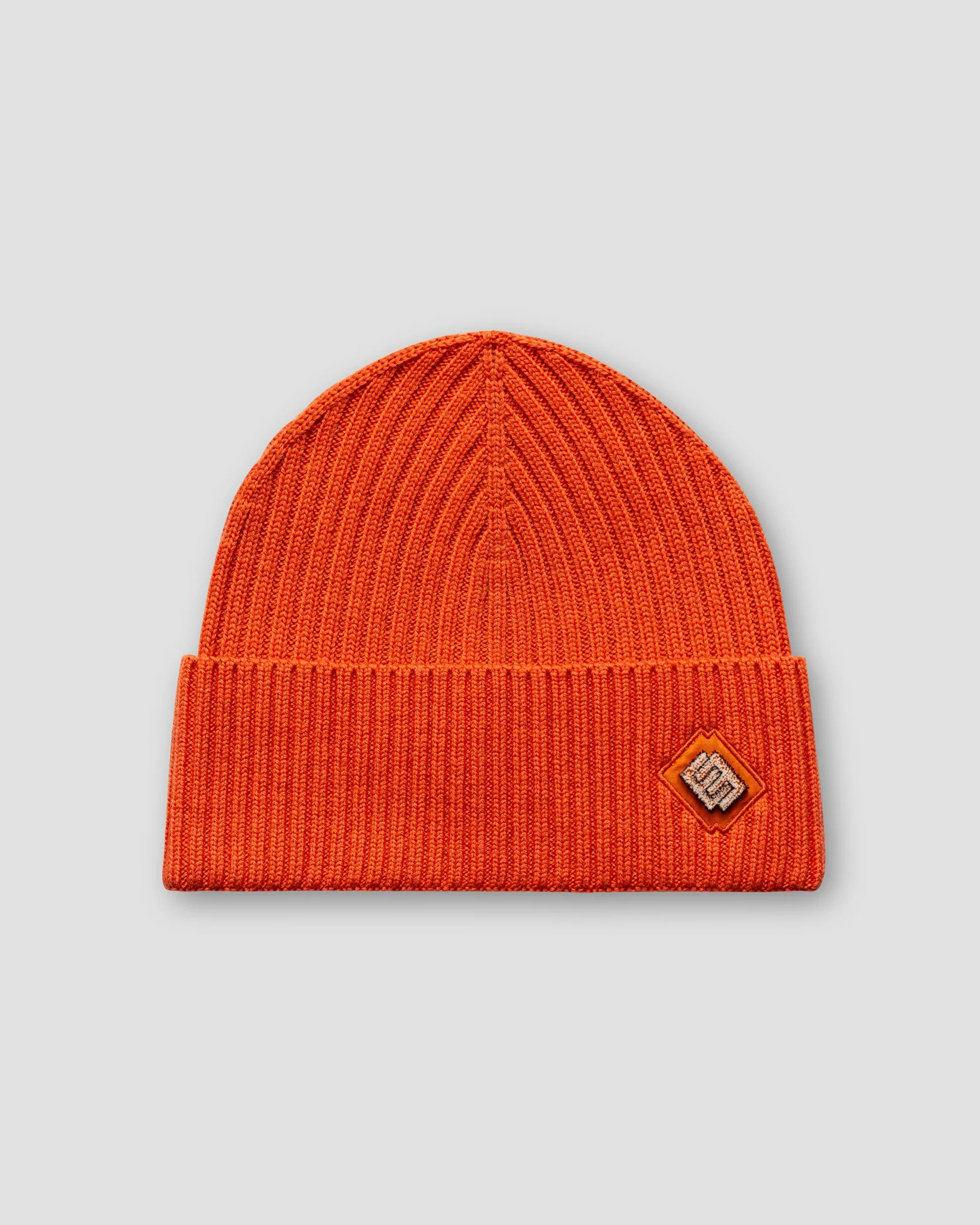 Eton - orange wool beanie logo detail