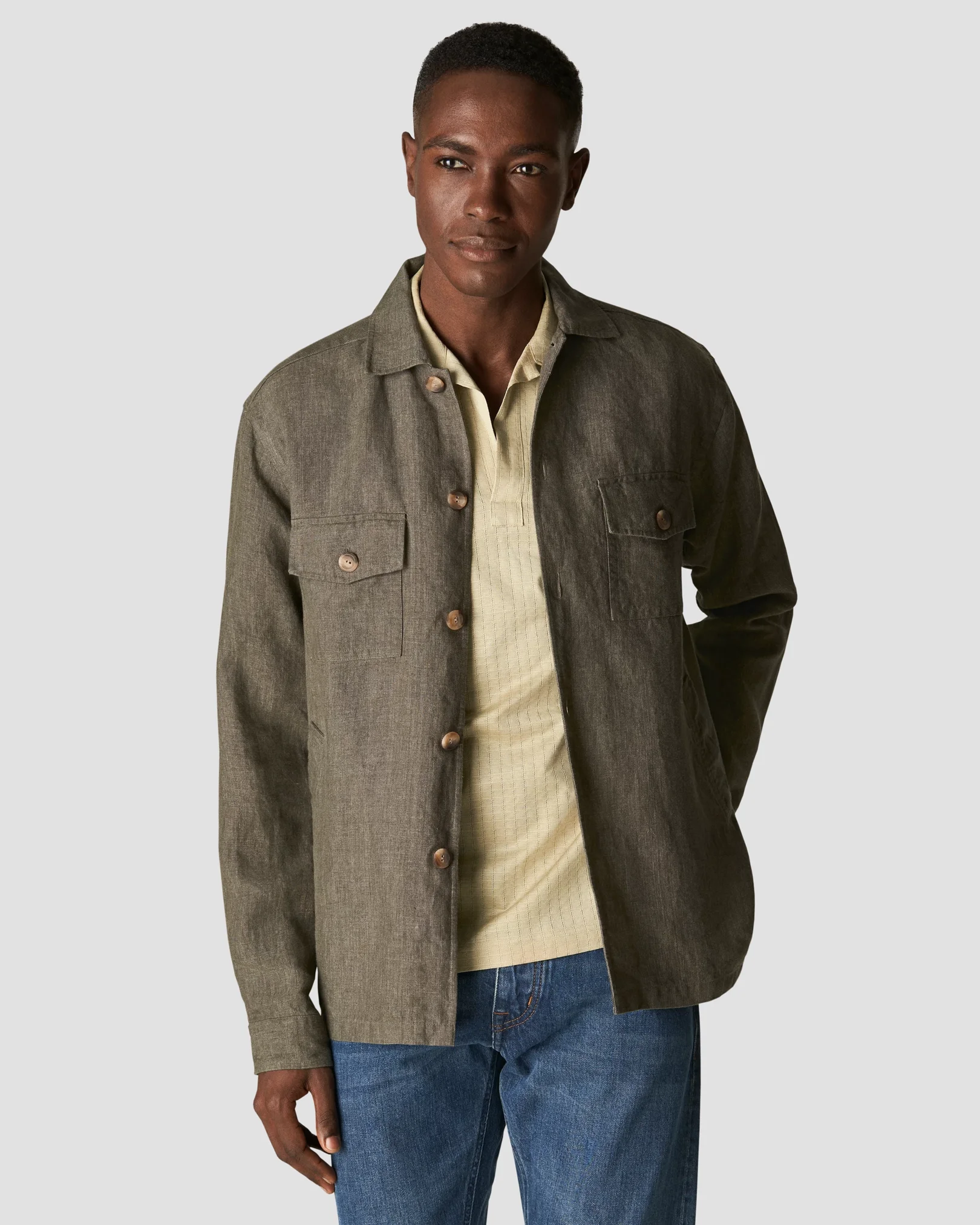 Eton - beige jacquard short sleeve