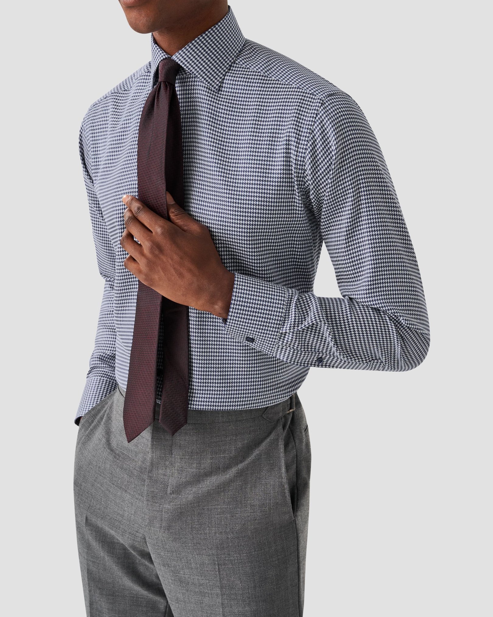 Eton - navy houndstooth signature twill