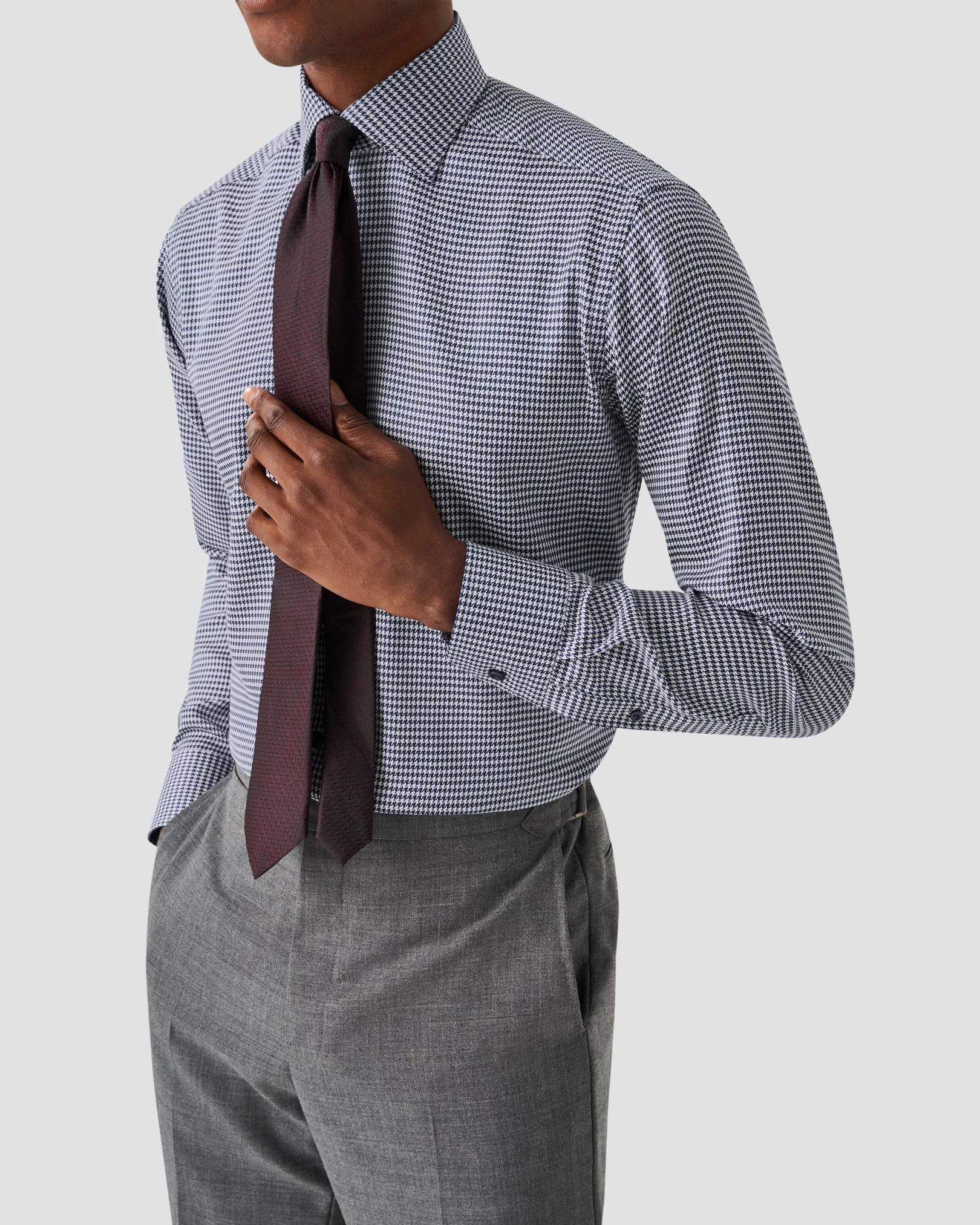 Eton - navy houndstooth signature twill
