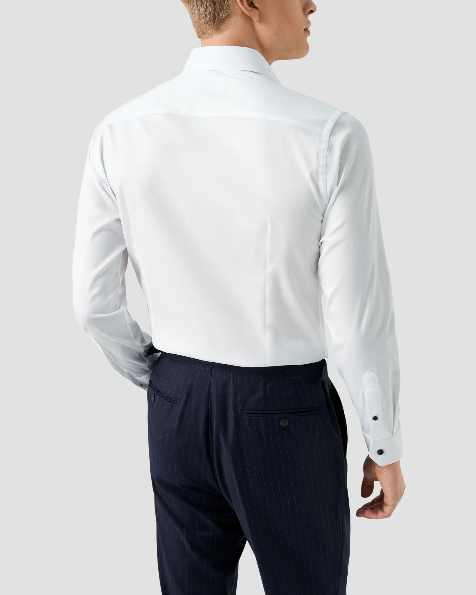 Eton - white solid black buttons signature twill shirt