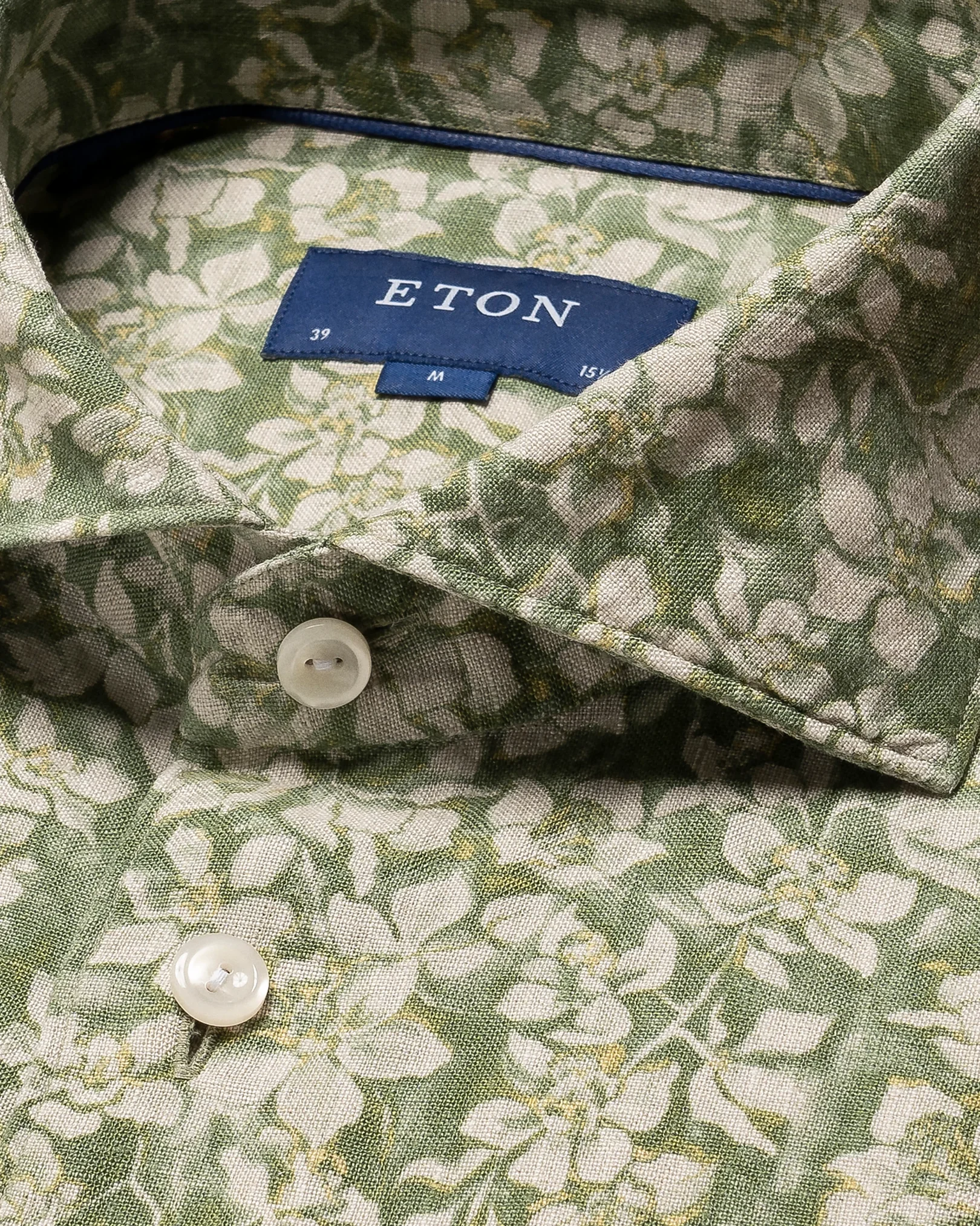 Eton - beige floral linen shirt