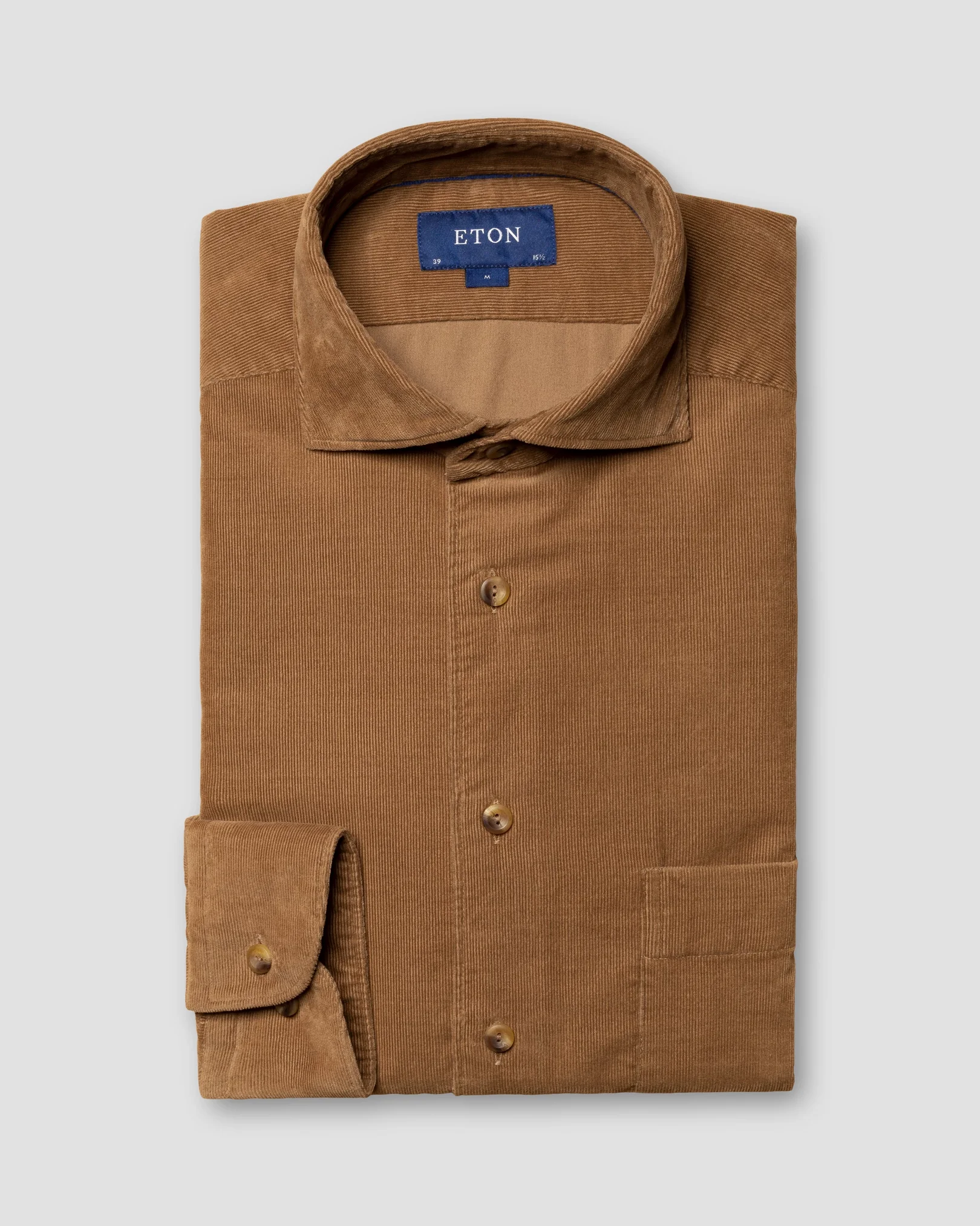 Eton - beige corduroy wide spread casual single rounded slim soft
